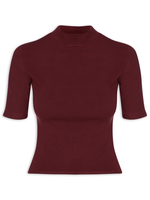 Camiseta Feminina Gola Média Manga Curta - Vermelho