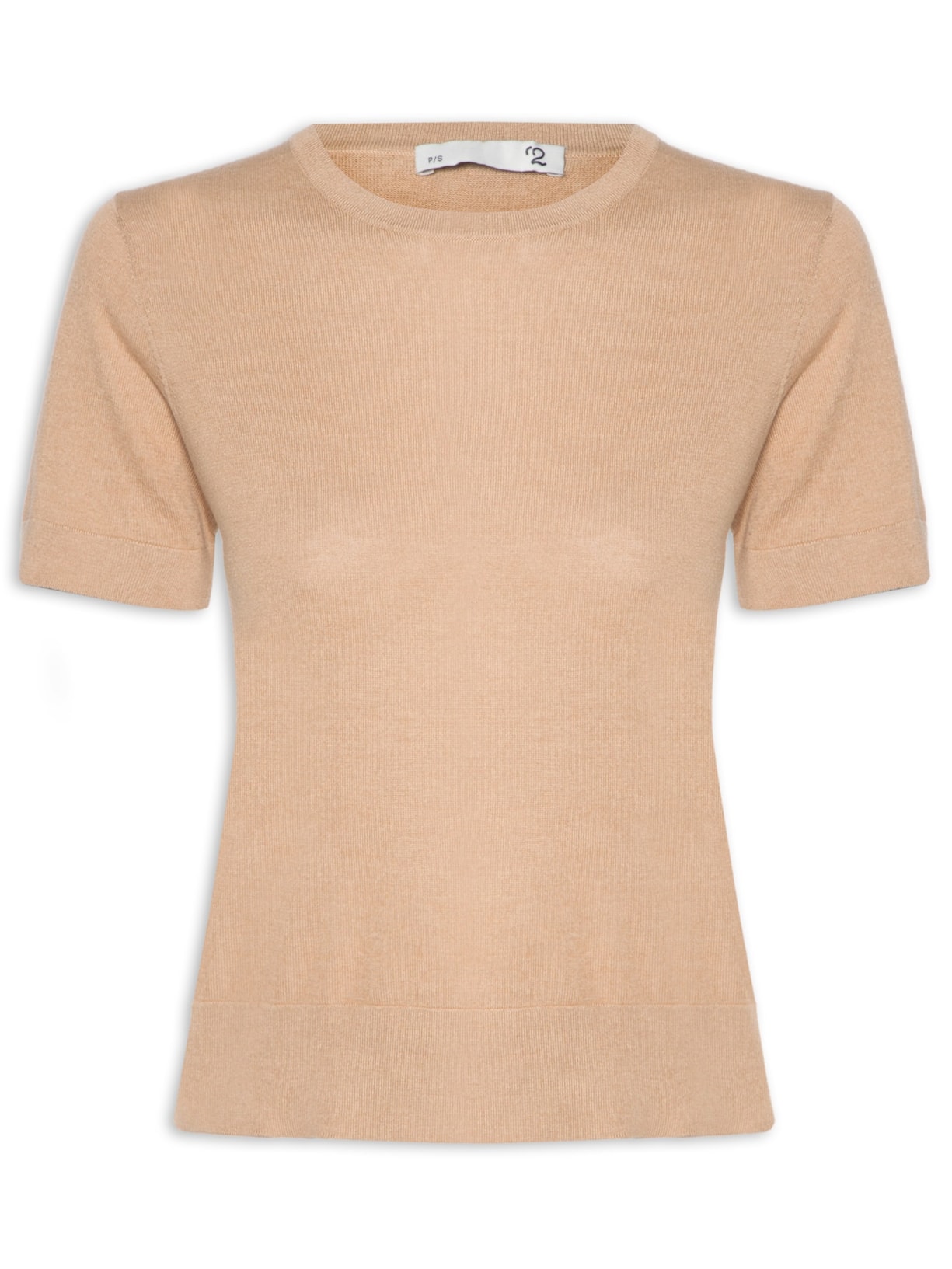 Camiseta Feminina Gola Redonda Seda com Cashmere Marrom '2Essential
