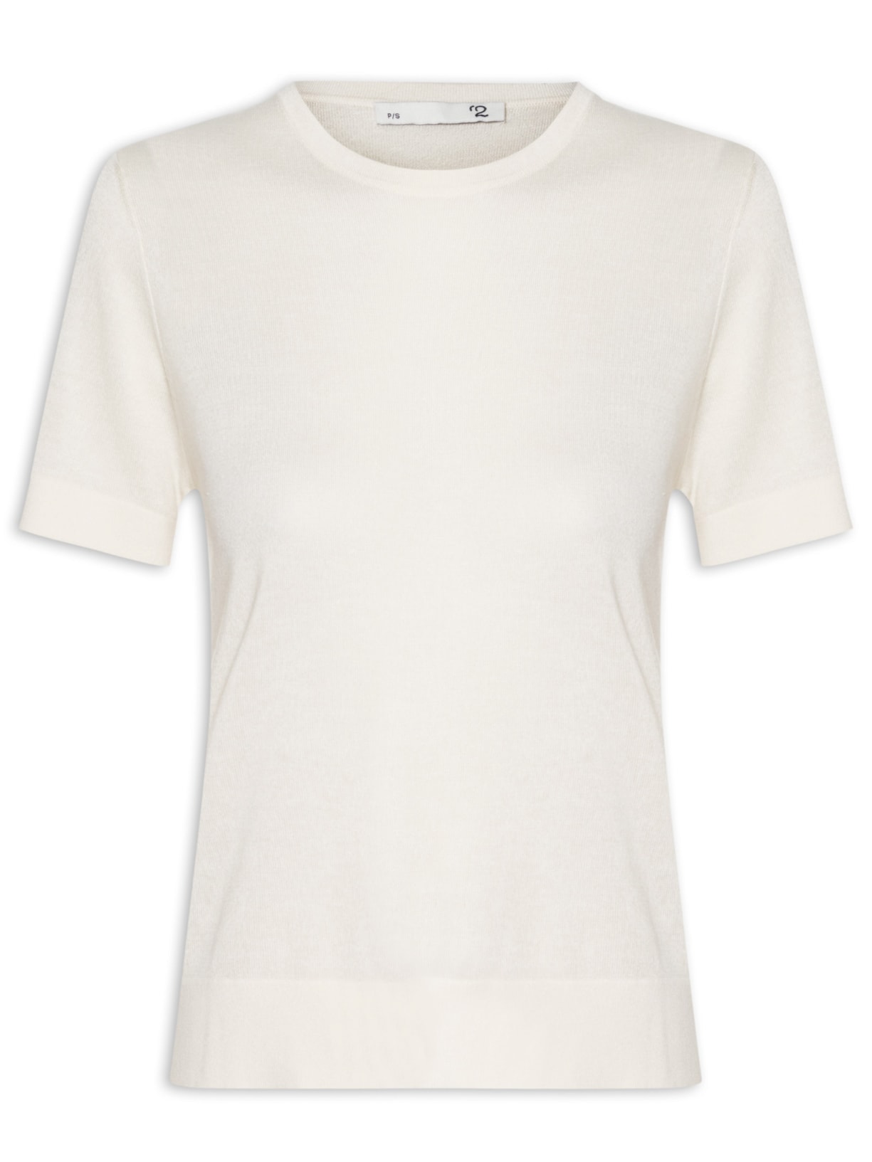 Camiseta Feminina Gola Redonda Seda com Cashmere - Off White
