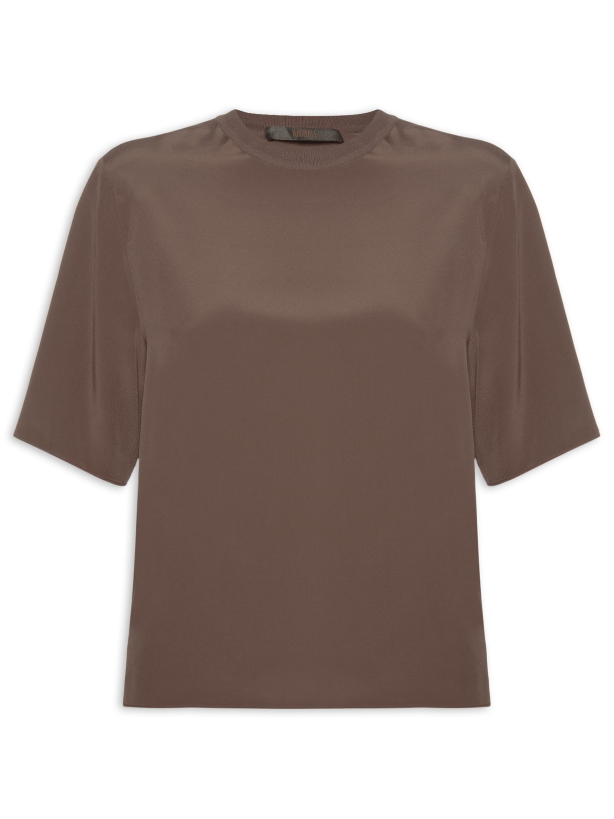 Camiseta Feminina Gola Rib Marrom Animale