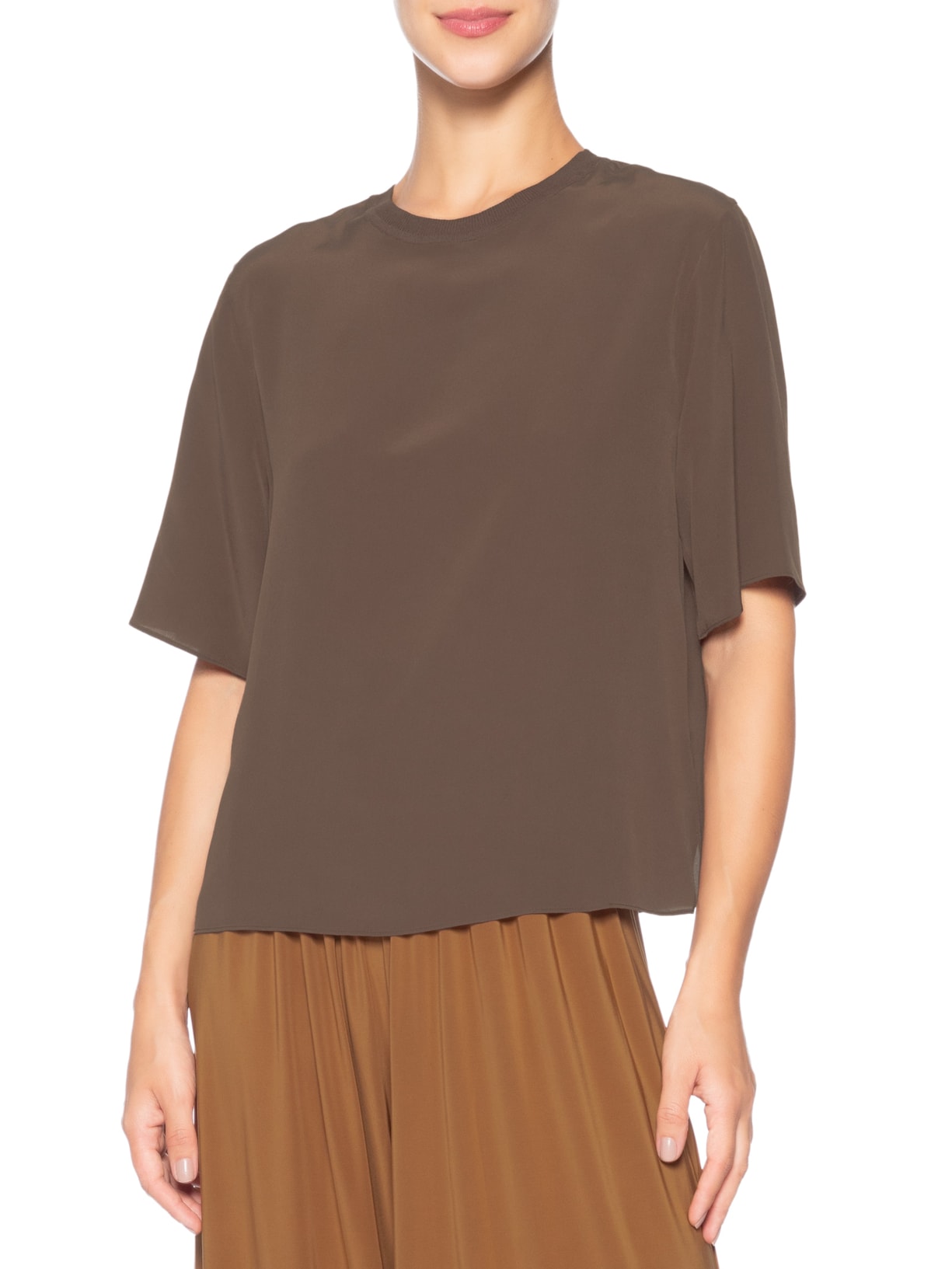 Camiseta Feminina Gola Rib Marrom Animale
