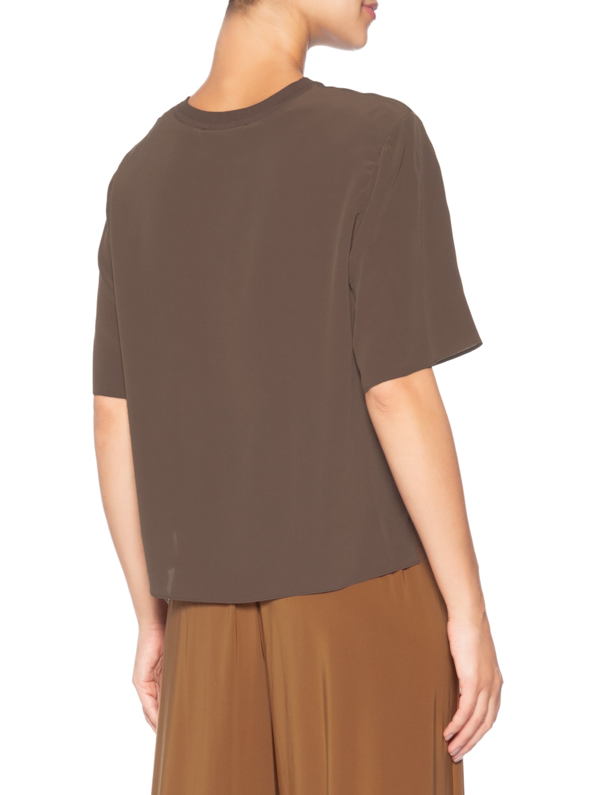 Camiseta Feminina Gola Rib Marrom Animale