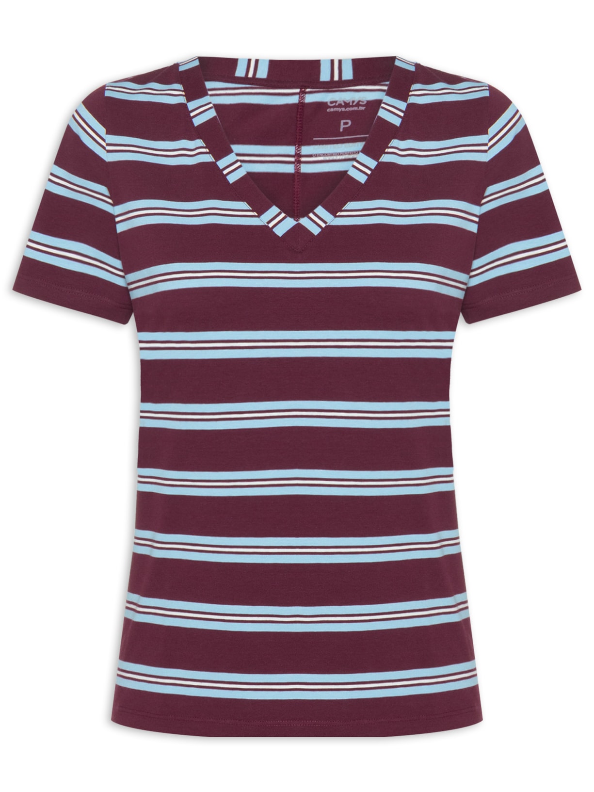 Camiseta Feminina Gola V Vermelho Camys