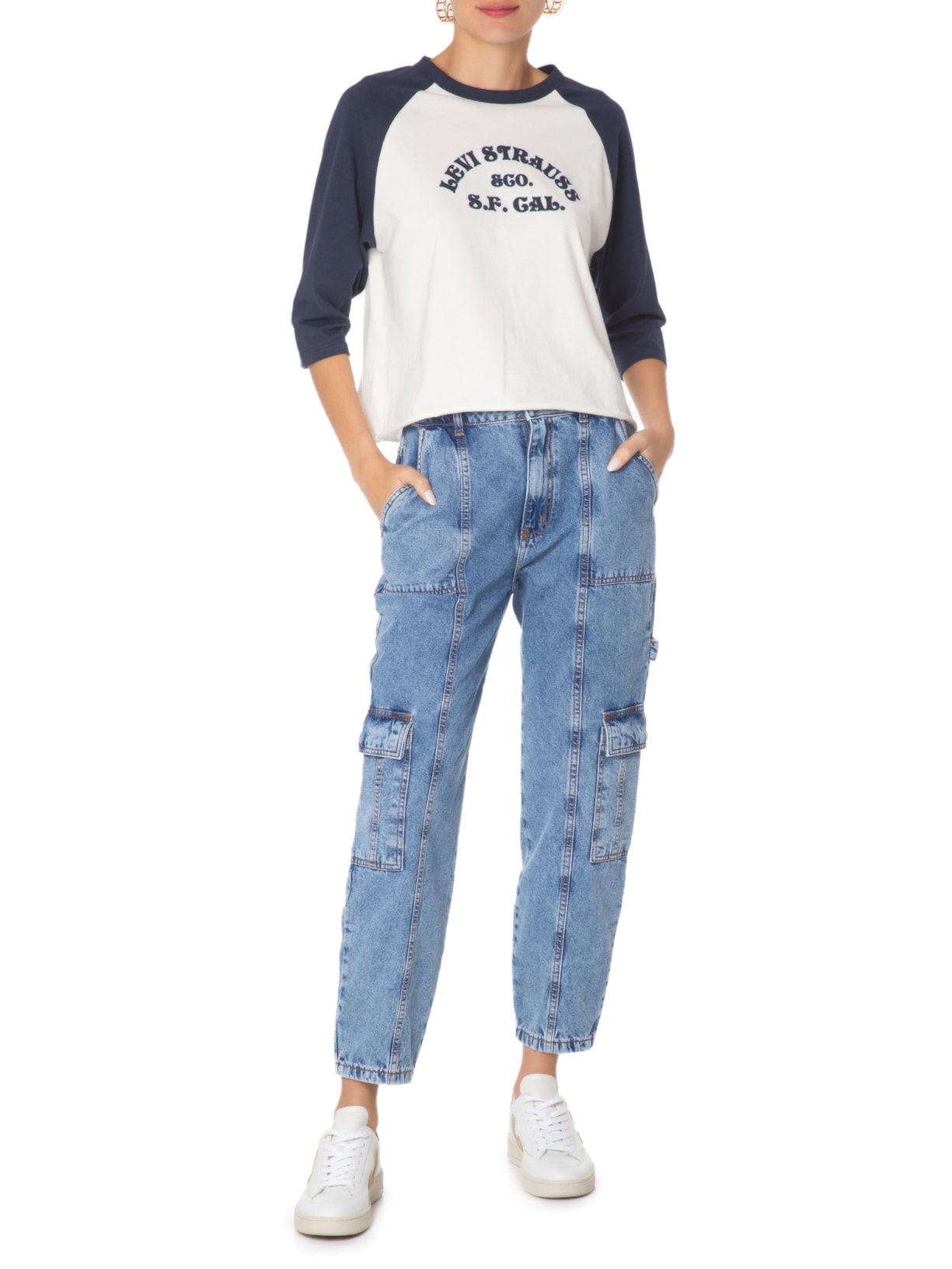 Camiseta Feminina Graphic Baseball Tee Off White Levi's