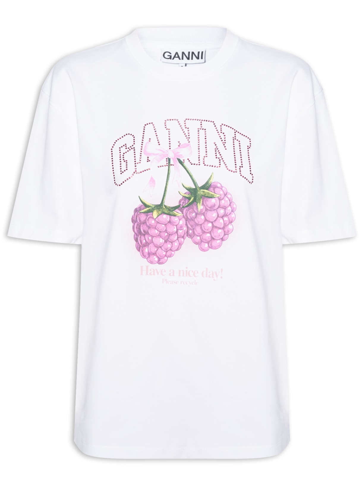 Camiseta Feminina Heavy Cotton Jersey Raspberry Branco Ganni