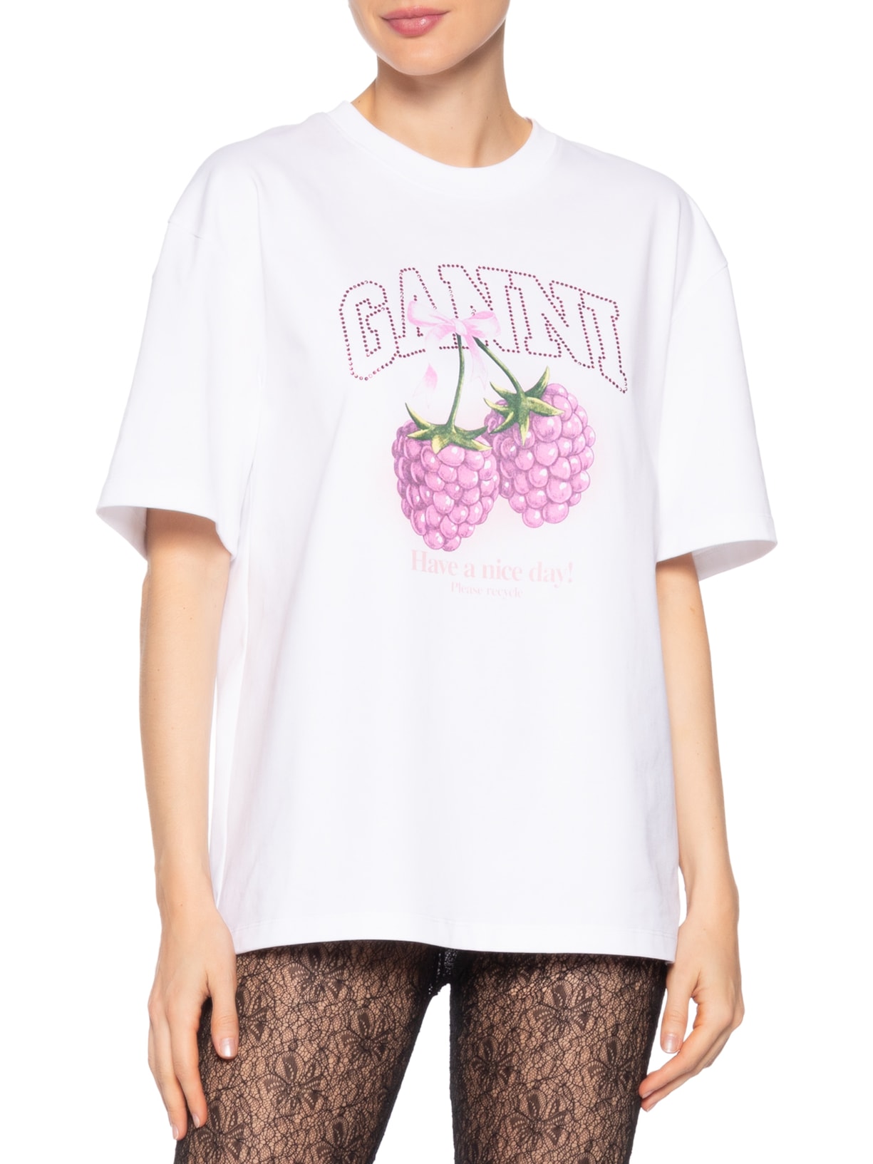 Camiseta Feminina Heavy Cotton Jersey Raspberry Branco Ganni