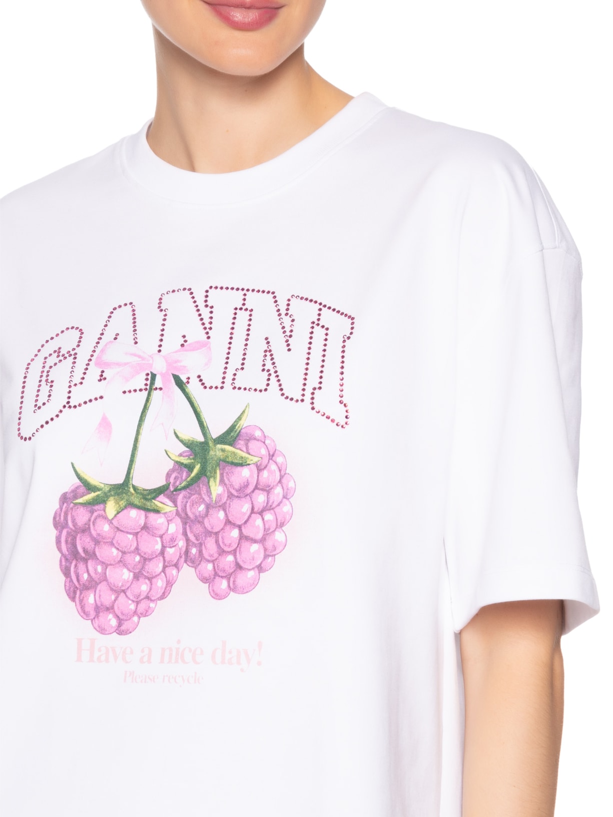 Camiseta Feminina Heavy Cotton Jersey Raspberry Branco Ganni