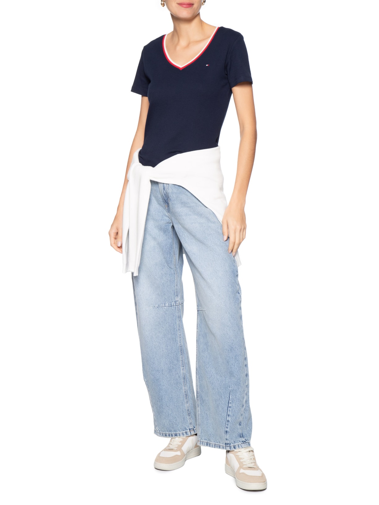 Camiseta Feminina Heritage Crew Neck Tee Azul Tommy Hilfiger