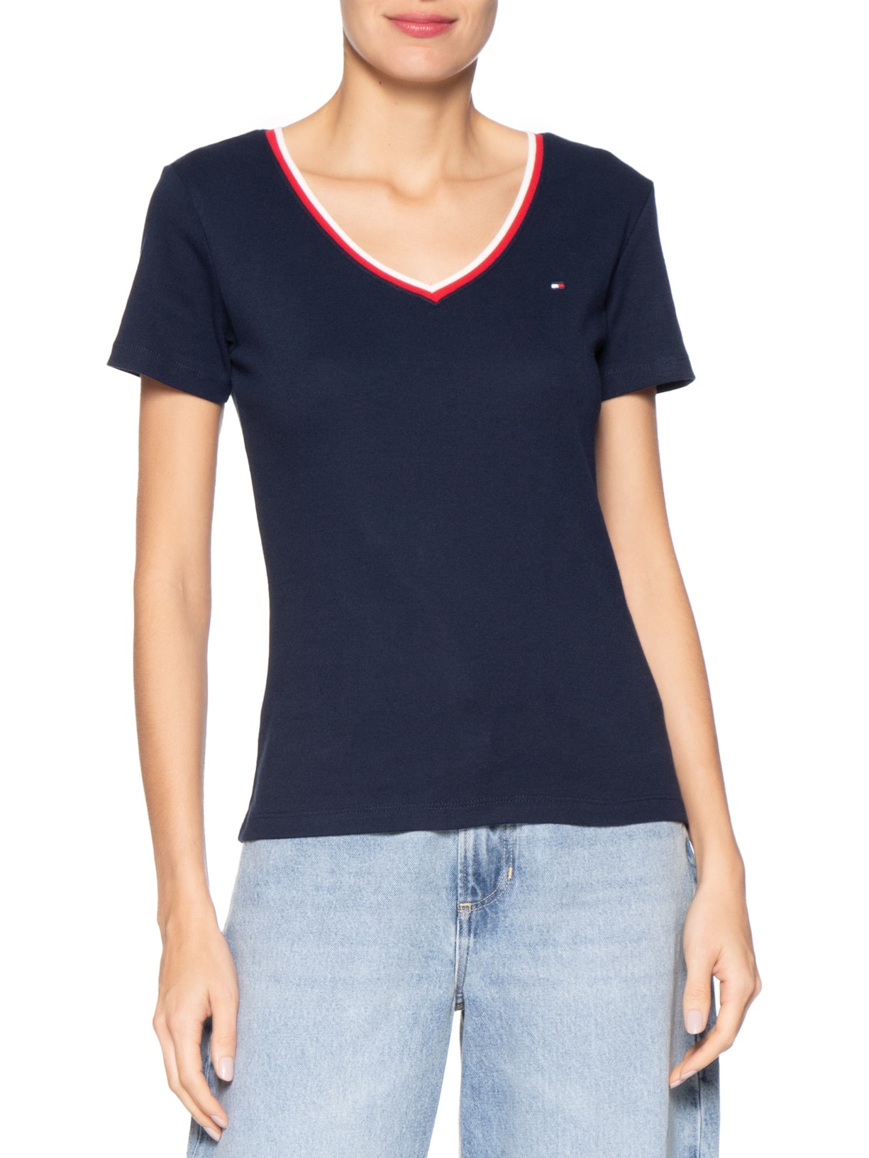 Camiseta Feminina Heritage Crew Neck Tee Azul Tommy Hilfiger