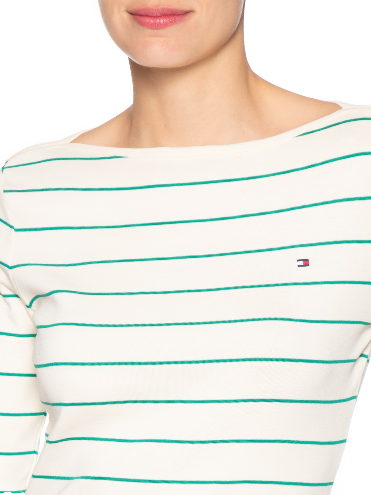 Camiseta Feminina Heritage Crew Neck Tee Bege Tommy Hilfiger