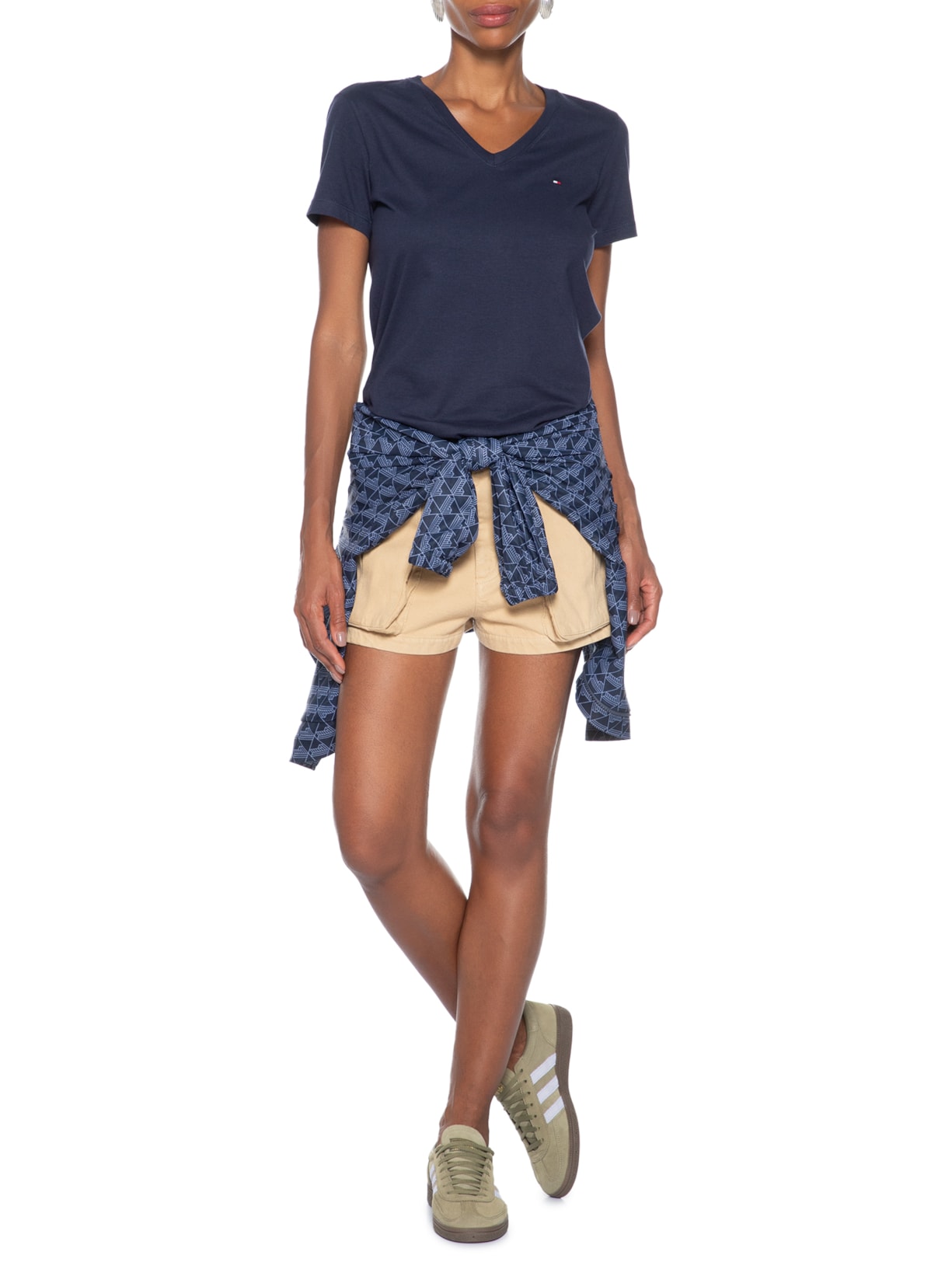 Camiseta Feminina Heritage V Neck Tee Azul Tommy Hilfiger