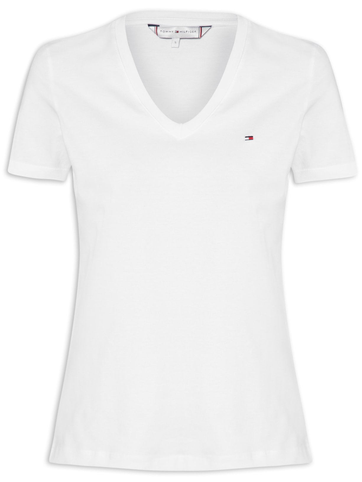 Camiseta Feminina Heritage V Neck Tee Branco Tommy Hilfiger