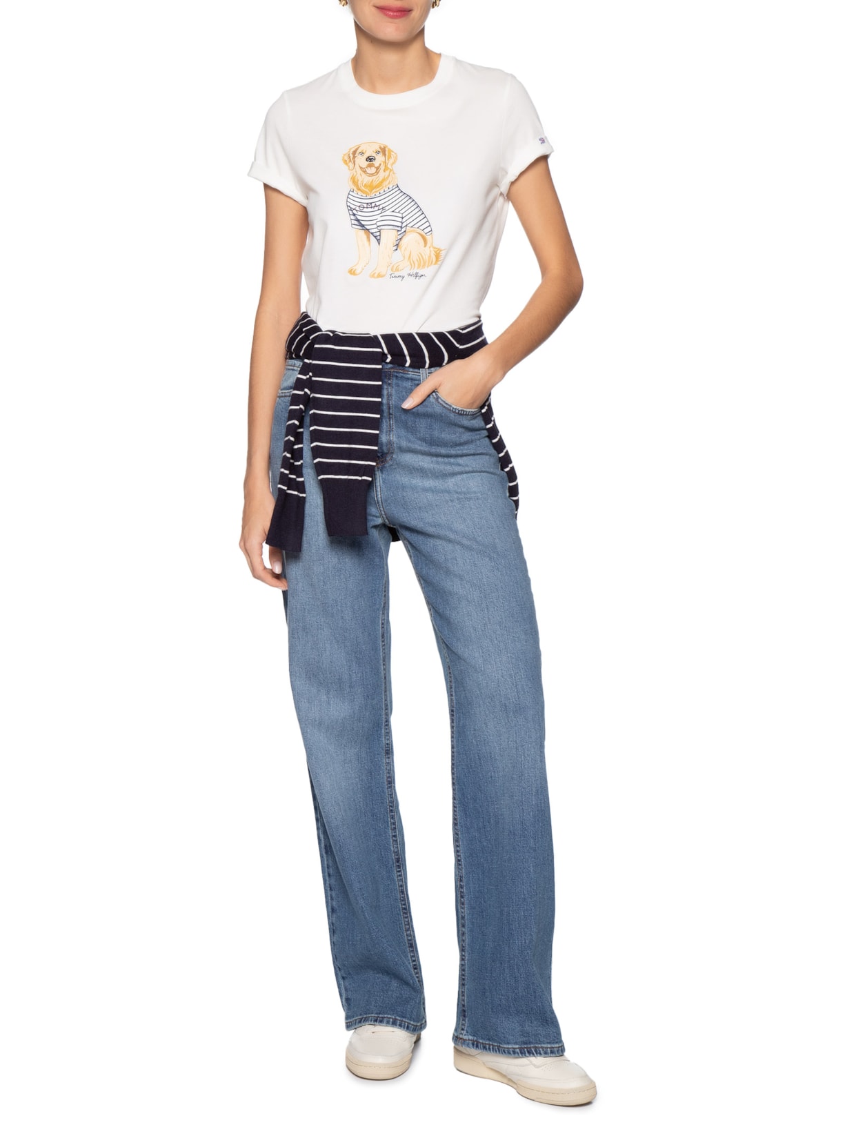 Camiseta Feminina Heritage V-Neck Tee Branco Tommy Hilfiger