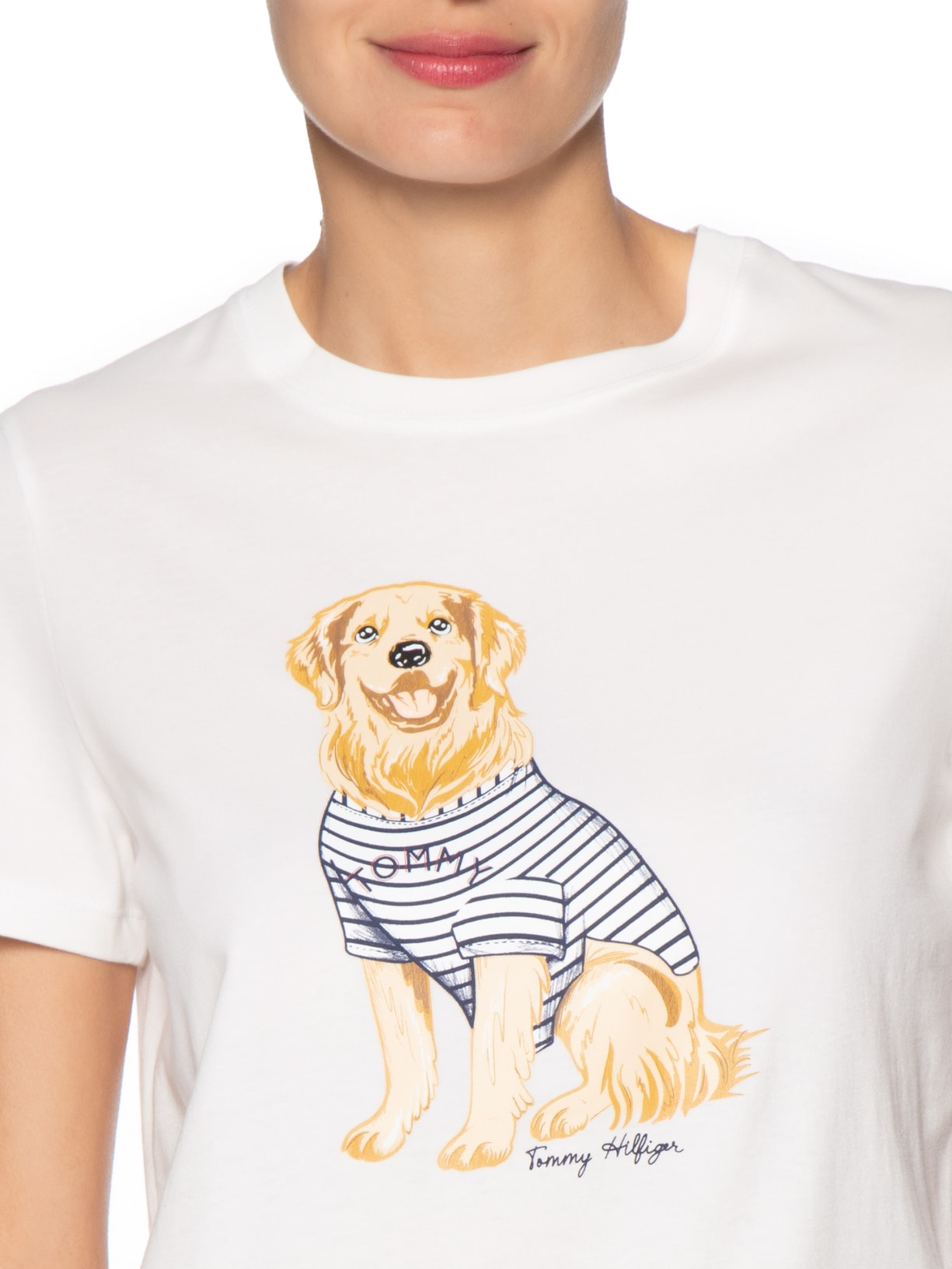 Camiseta Feminina Heritage V-Neck Tee Branco Tommy Hilfiger