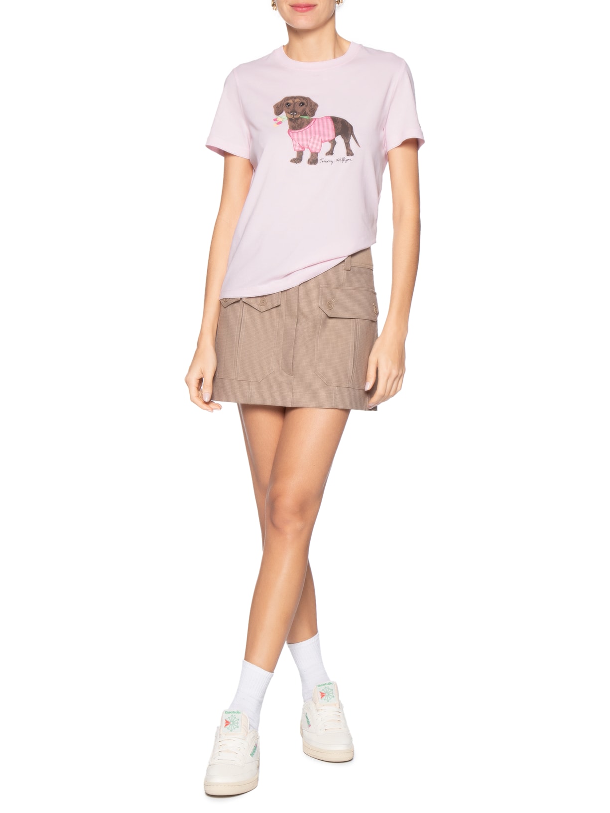 Camiseta Feminina Heritage V-Neck Tee Rosa Tommy Hilfiger