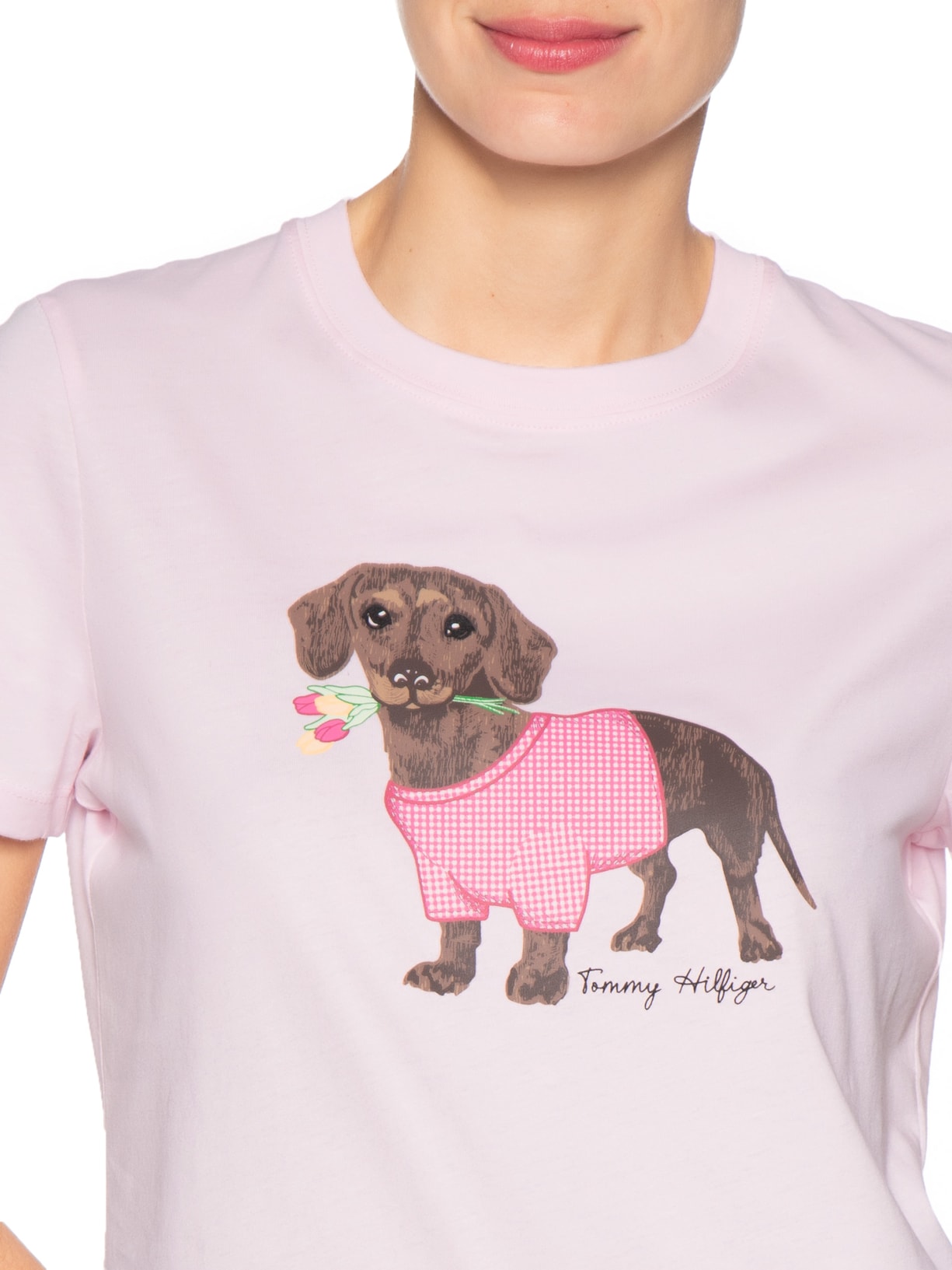 Camiseta Feminina Heritage V-Neck Tee Rosa Tommy Hilfiger