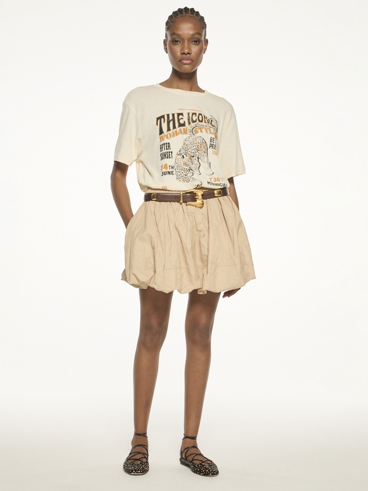 Camiseta Feminina Iconic Onça V27 Off White Mixed