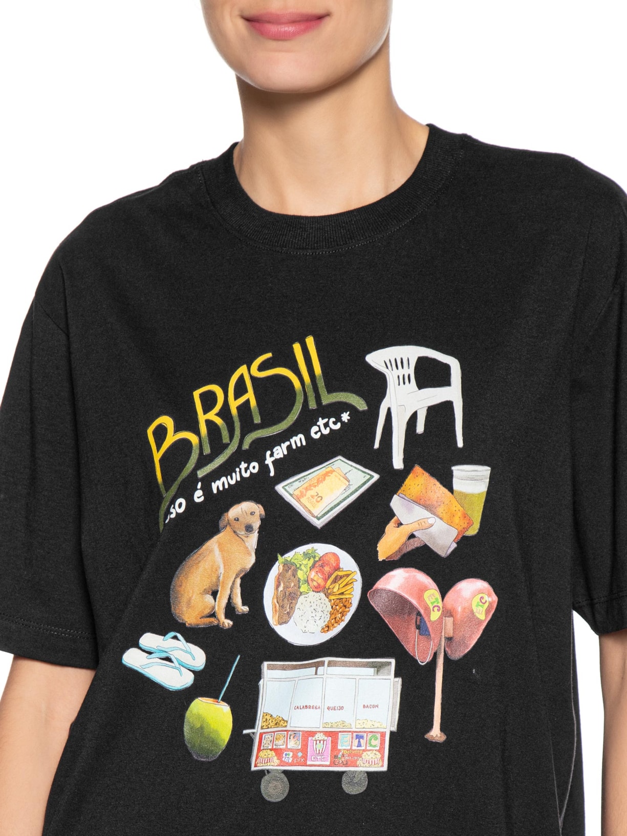 Camiseta Feminina Ipanema Pack Brasil Preto Farm Etc