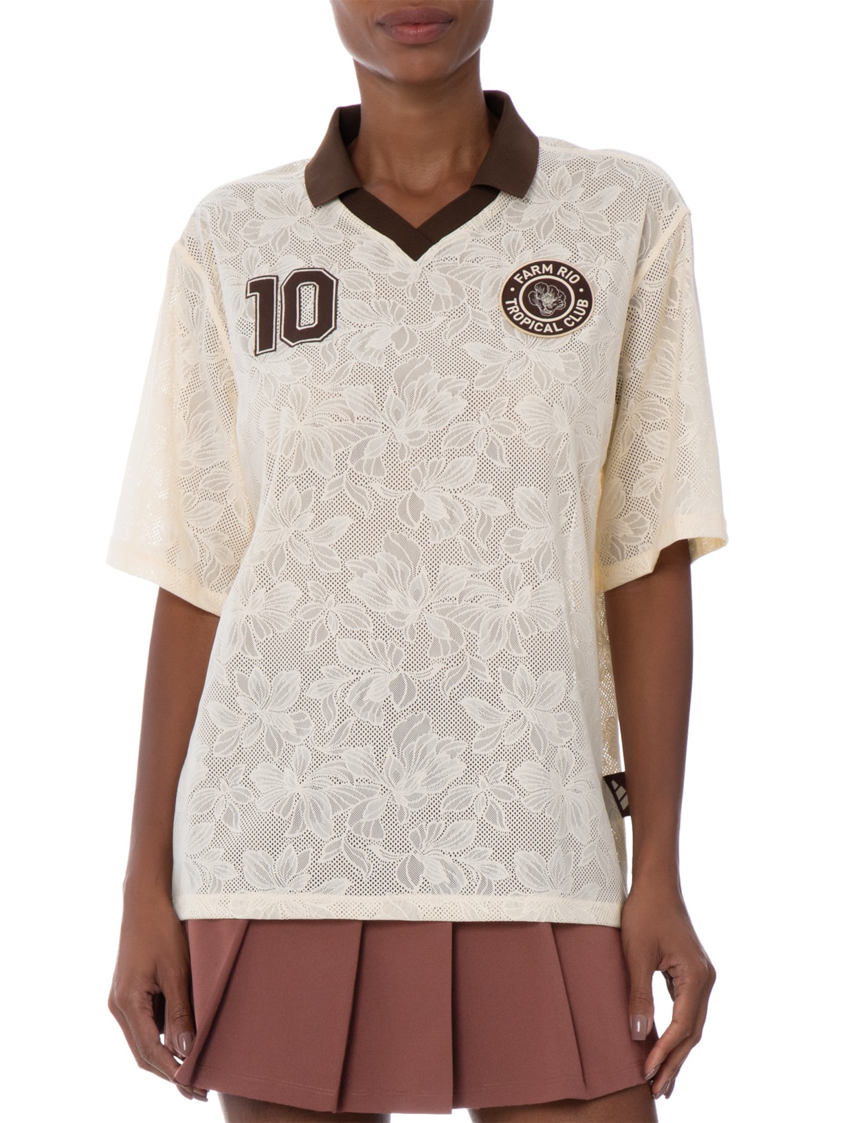 Camiseta Feminina Jersey Bege Adidas + Farm