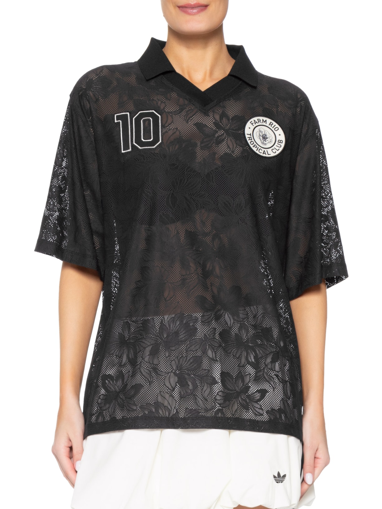 Camiseta Feminina Jersey Preto Adidas + Farm