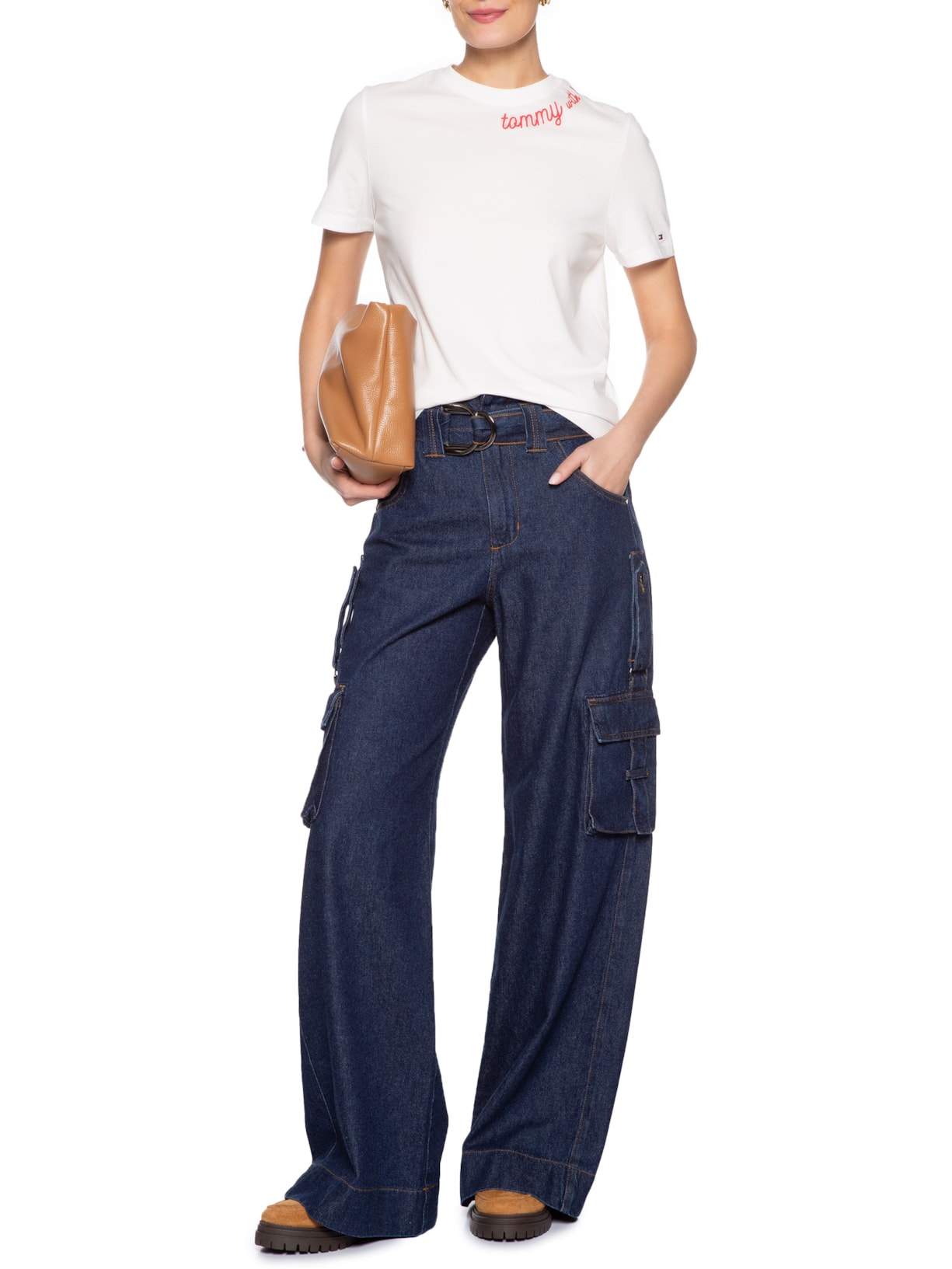 Camiseta Feminina Jersey Reg Love Branco Tommy Hilfiger