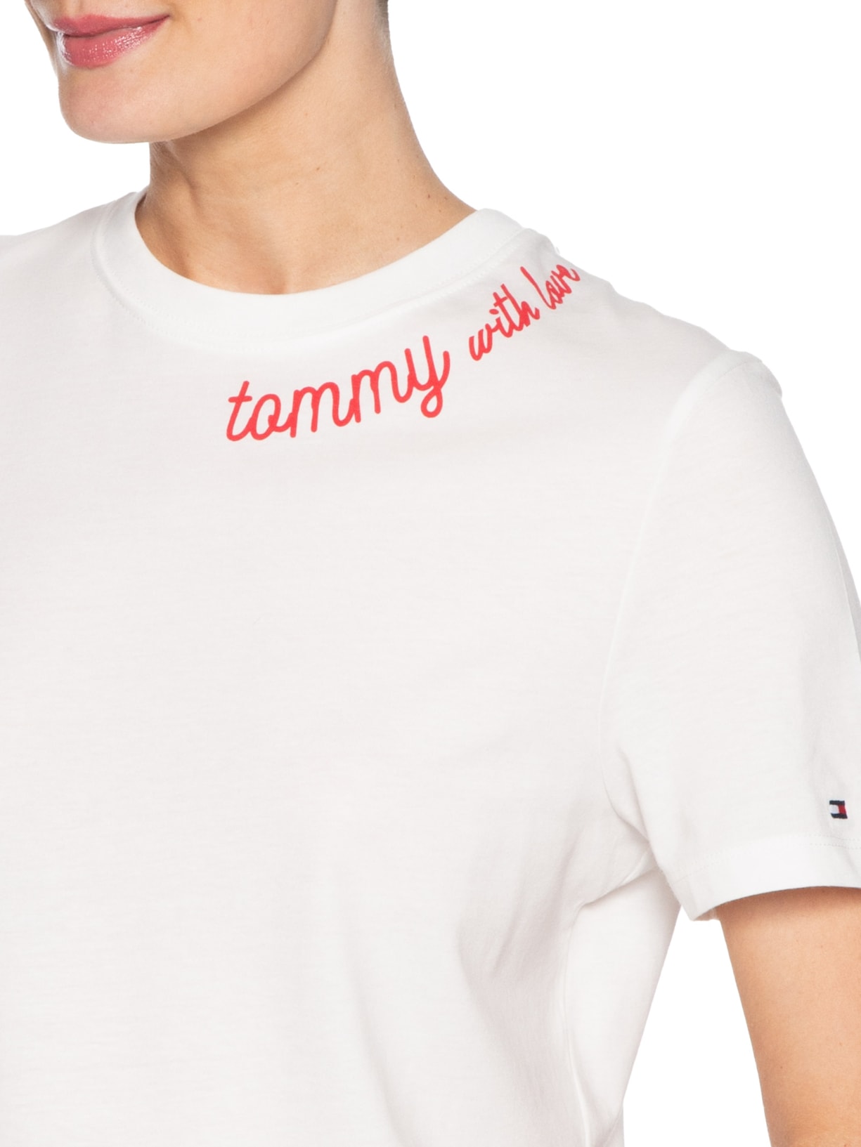 Camiseta Feminina Jersey Reg Love Branco Tommy Hilfiger