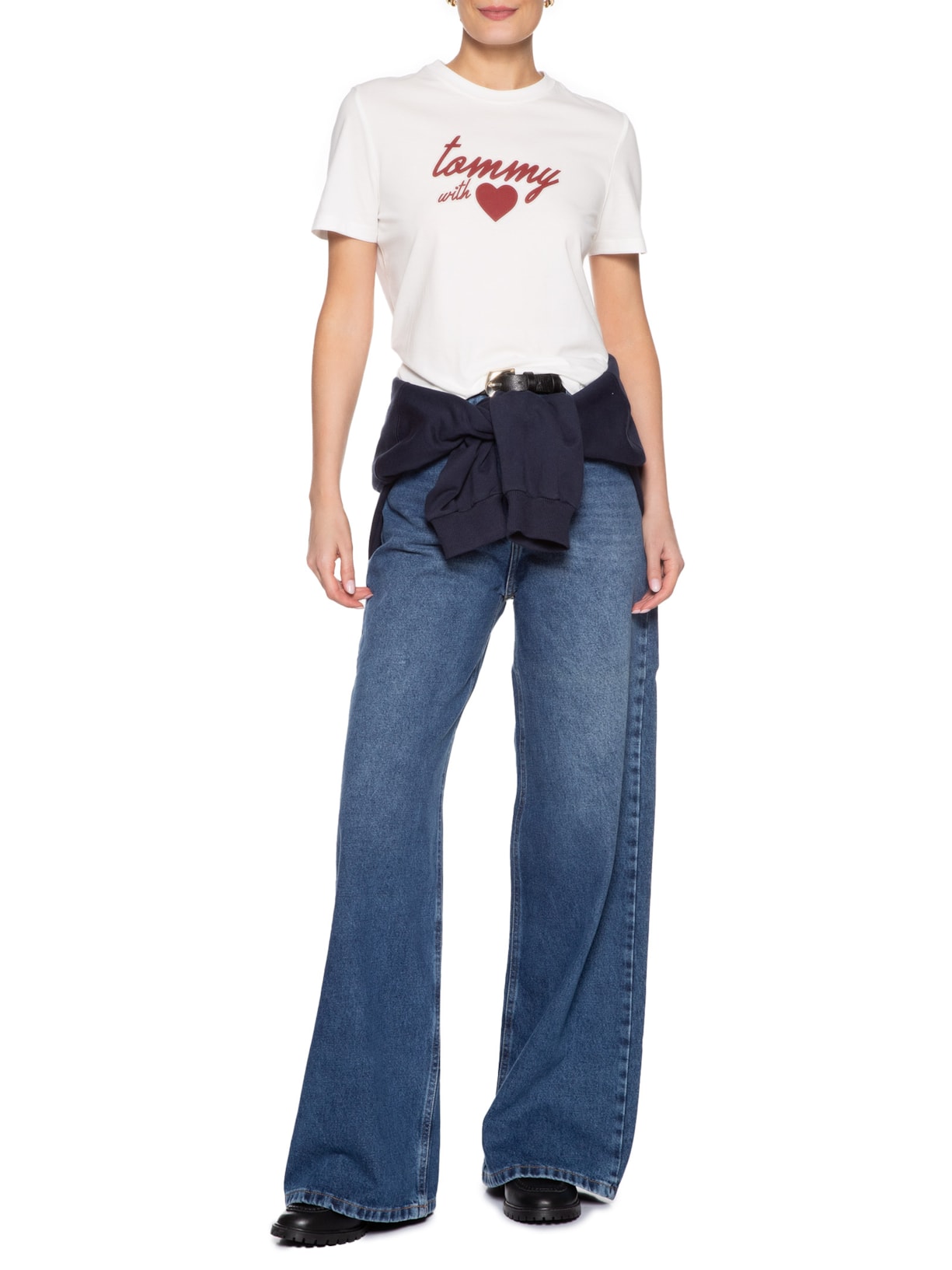 Camiseta Feminina Jersey Reg Love Branco Tommy Hilfiger