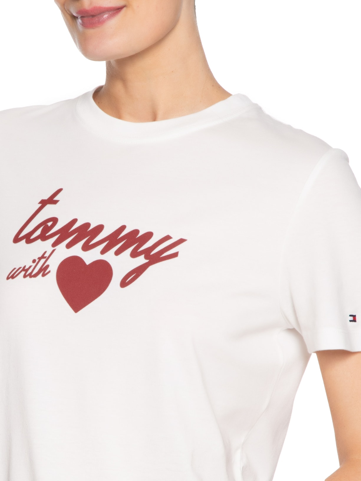 Camiseta Feminina Jersey Reg Love Branco Tommy Hilfiger