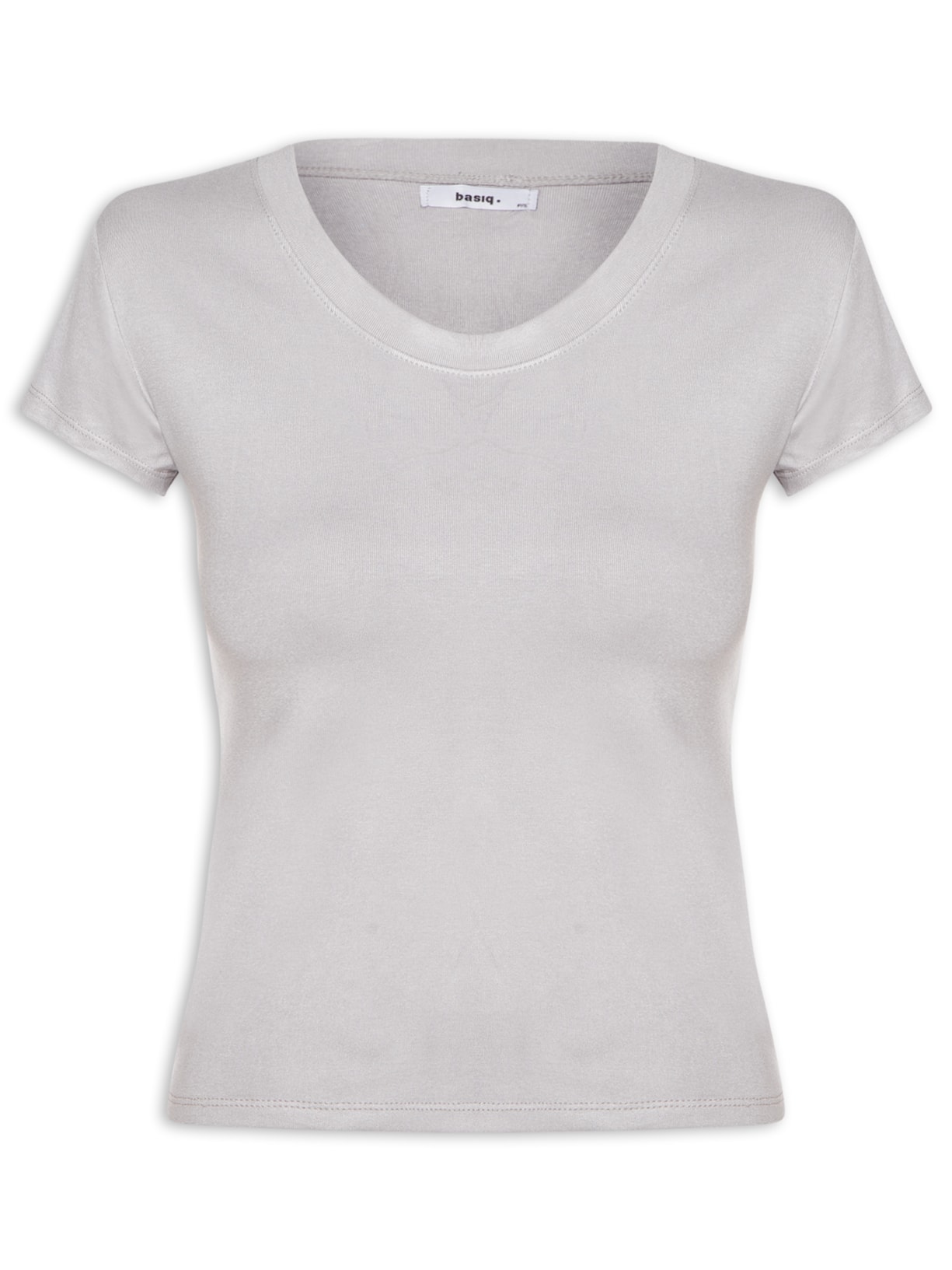 Camiseta Feminina Justa Ao Corpo Manga Curta Cinza Basiq