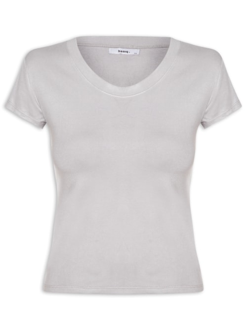 Camiseta Feminina Justa Ao Corpo Manga Curta - Cinza