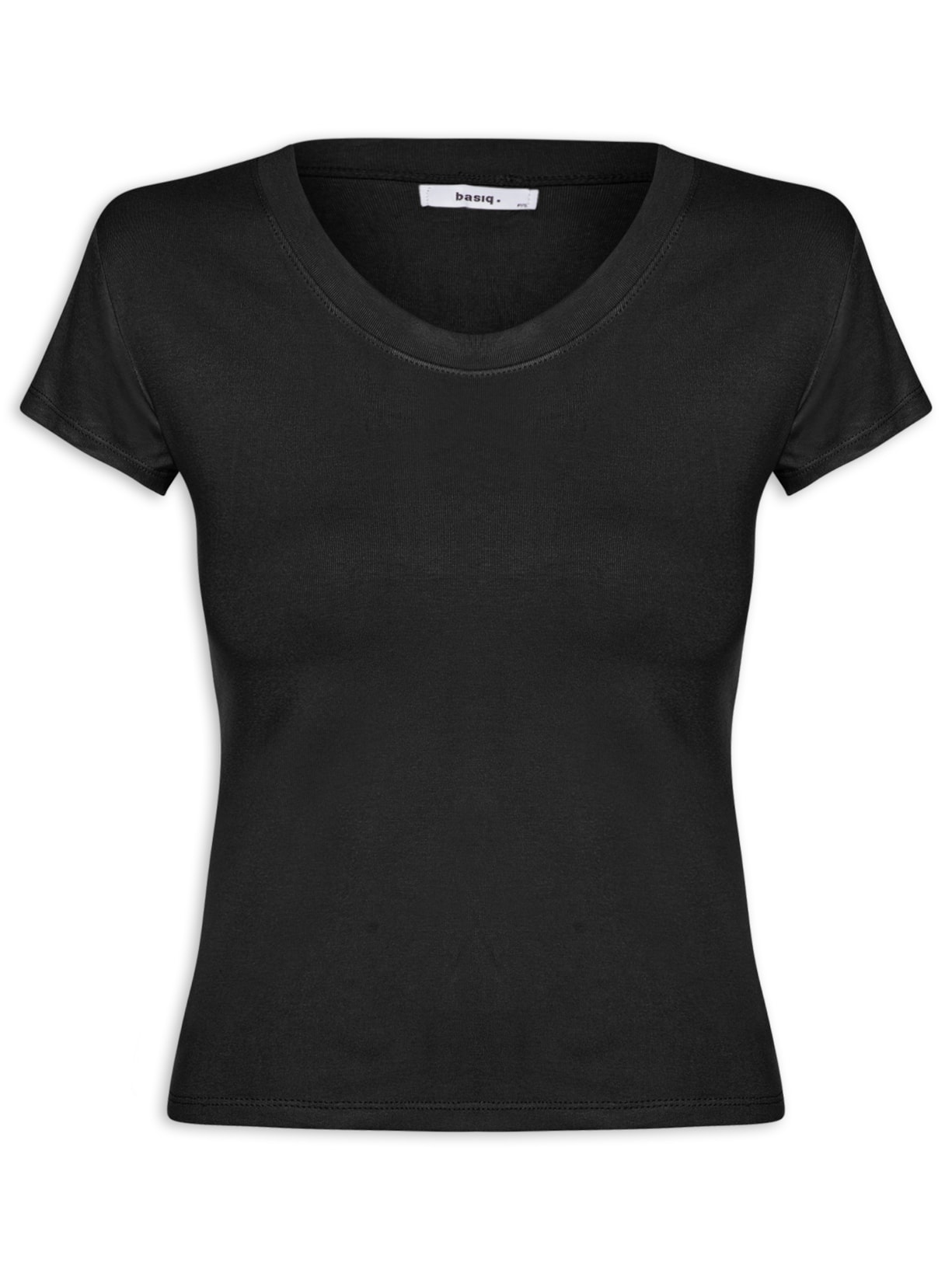 Camiseta Feminina Justa Ao Corpo Manga Curta Preto Basiq