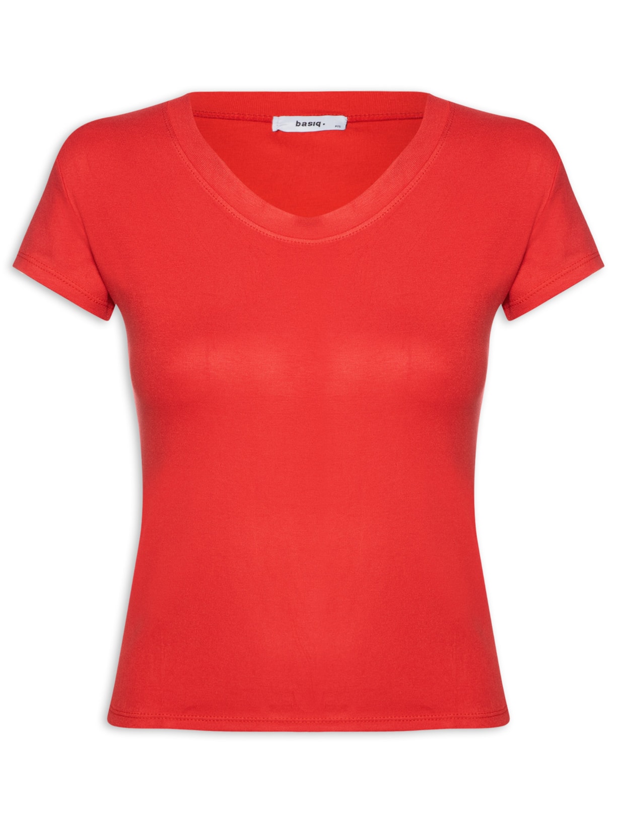 Camiseta Feminina Justa Ao Corpo Manga Curta Vermelho Basiq