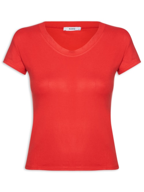 Camiseta Feminina Justa Ao Corpo Manga Curta - Vermelho