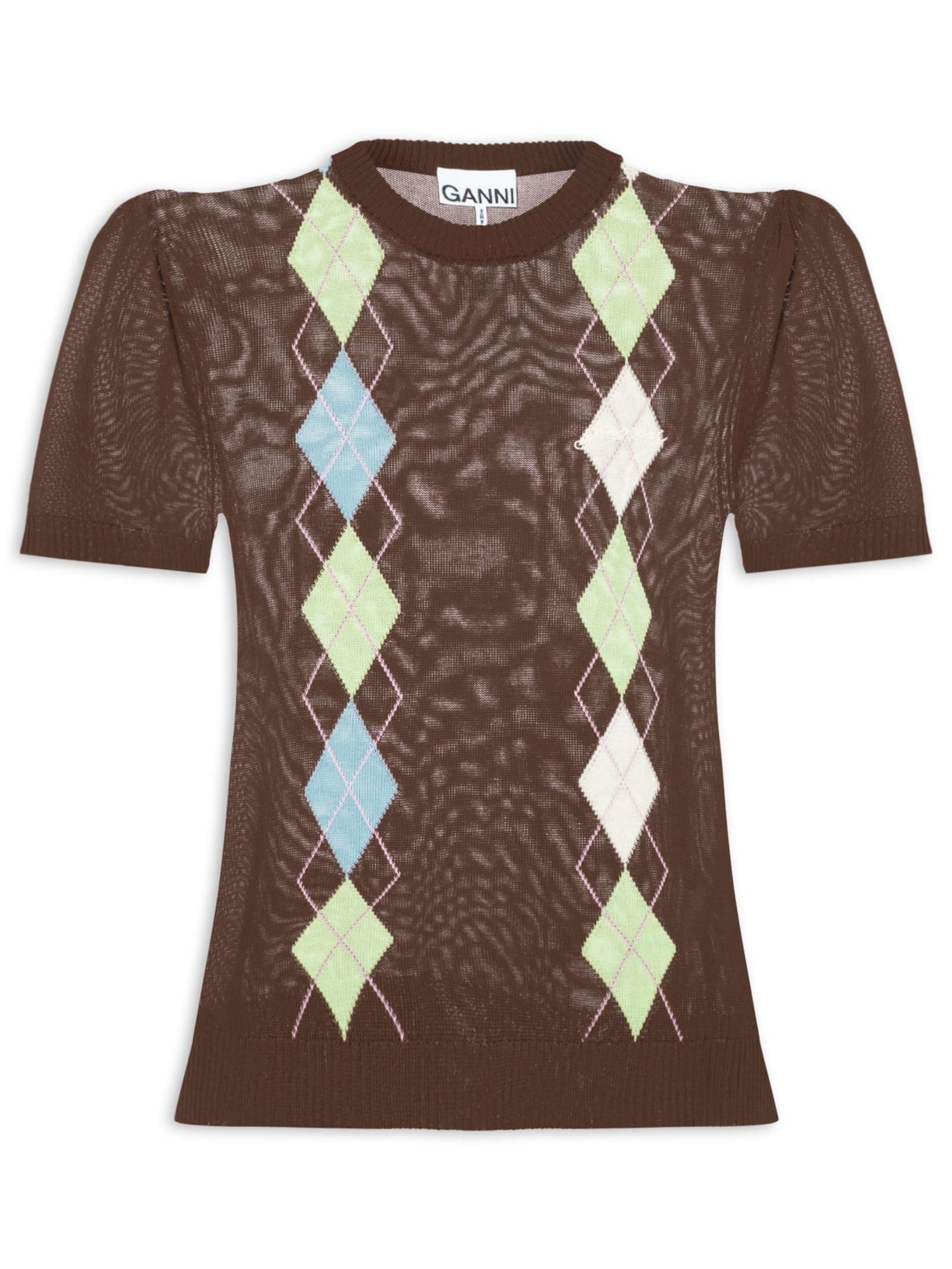 Camiseta Feminina Light Cotton Argyle Marrom Ganni