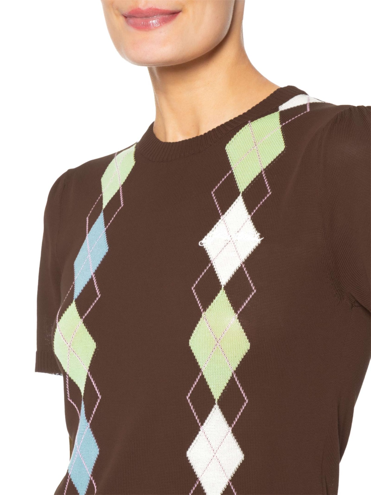 Camiseta Feminina Light Cotton Argyle Marrom Ganni