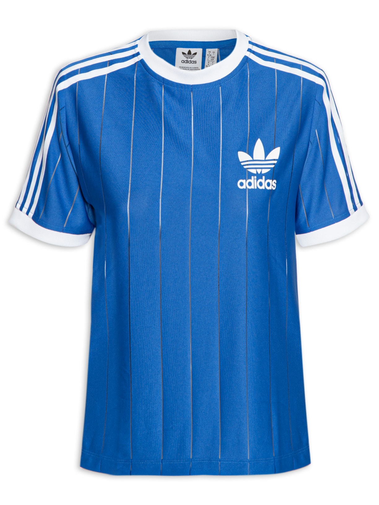 Camiseta Feminina Listrada Adicolor Três Listras - Azul