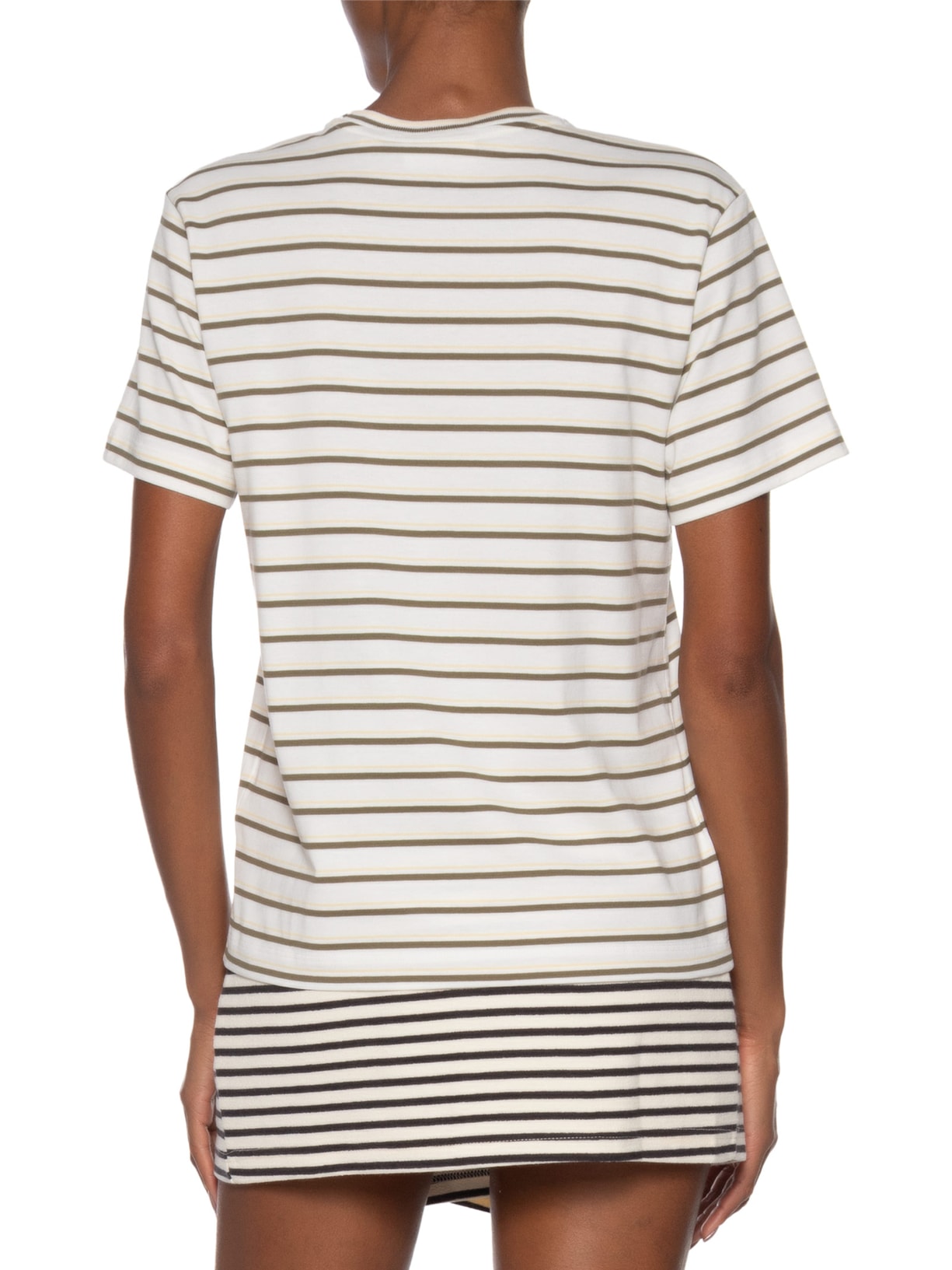 Camiseta Feminina Listrada Algodão Pima Off White Lacoste