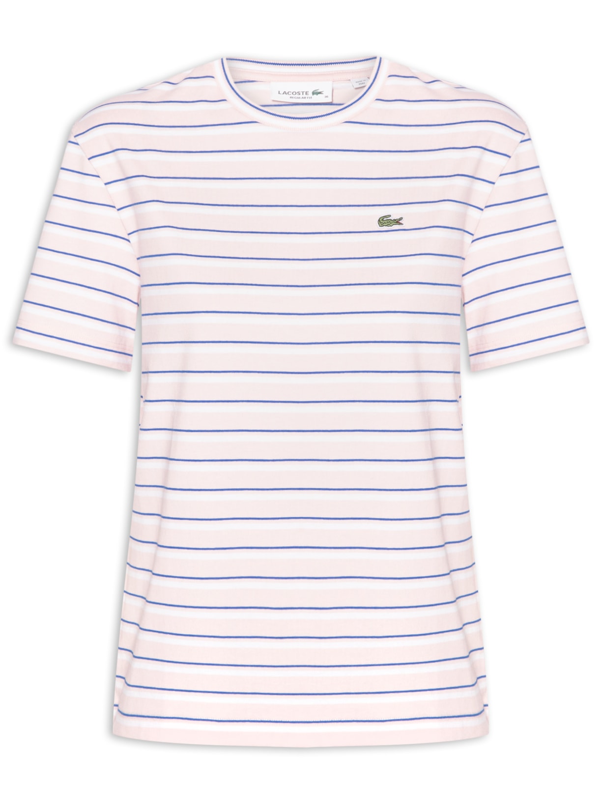 Camiseta Feminina Listrada Algodão Pima Rosa Lacoste