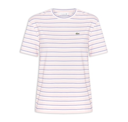 Camiseta Feminina Listrada Algodão Pima - Rosa