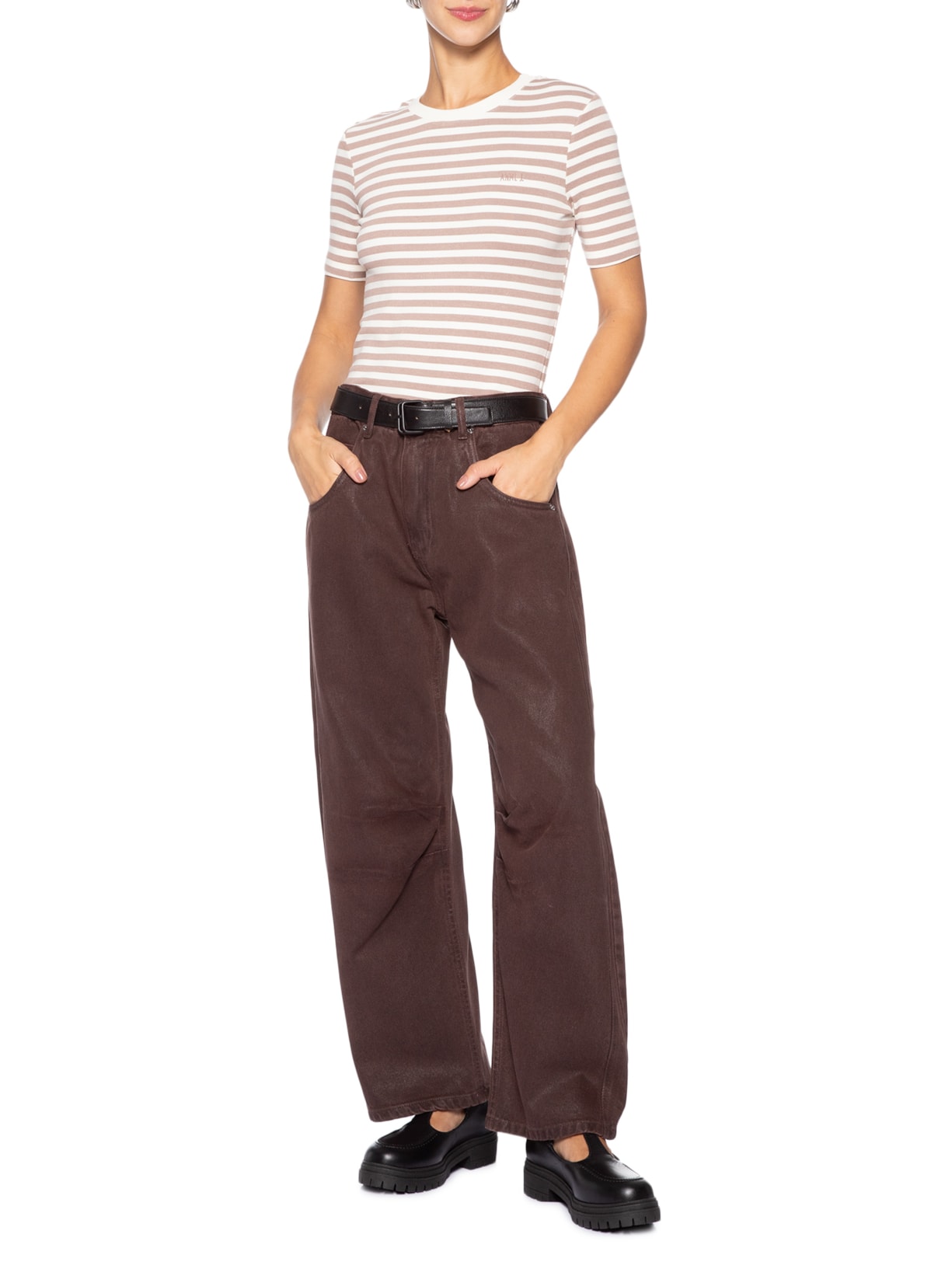 Camiseta Feminina Listrada Cinza Animale Jeans