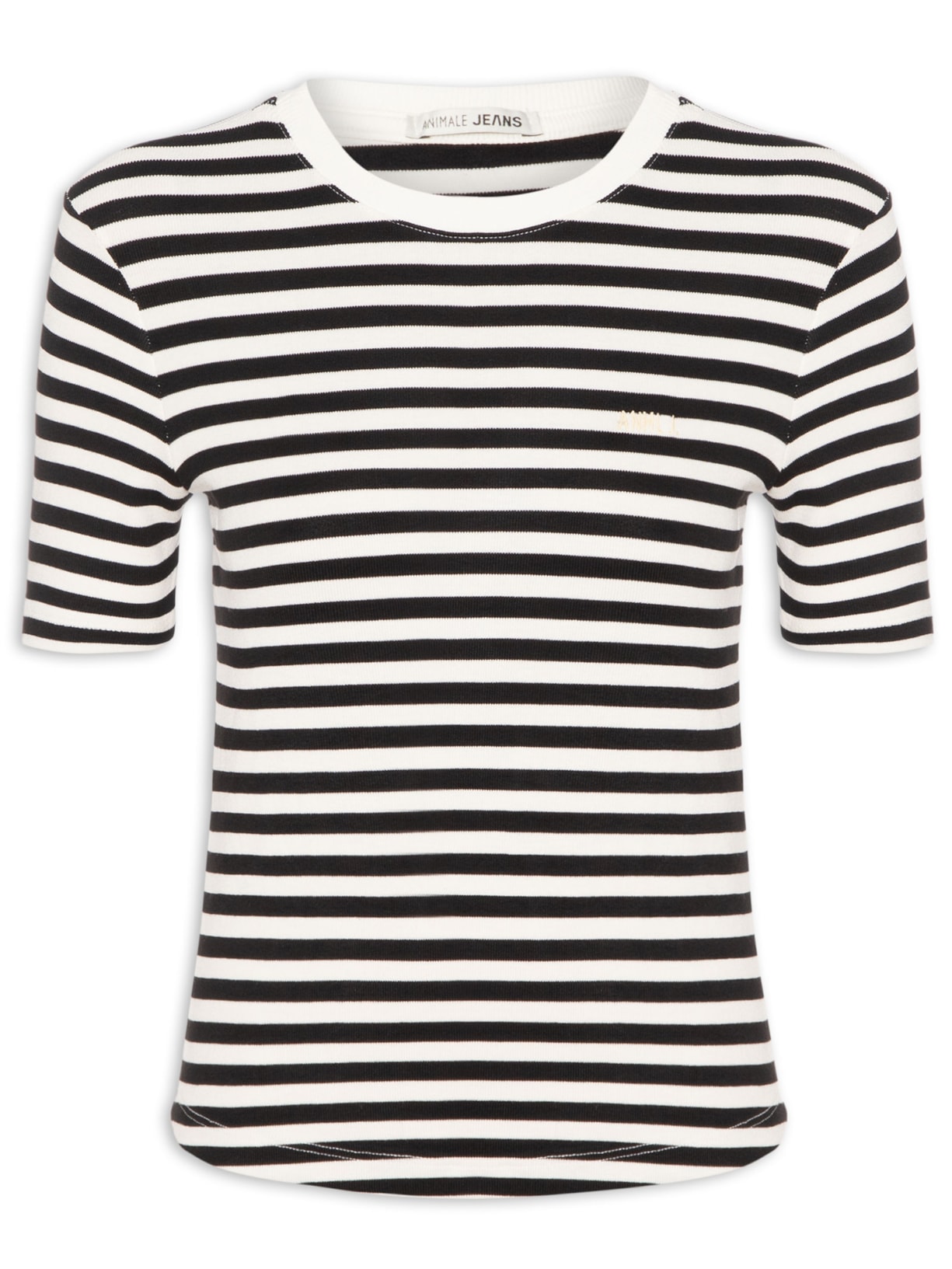 Camiseta Feminina Listrada Preto Animale Jeans