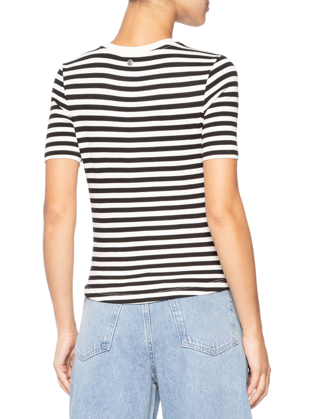 Camiseta Feminina Listrada Preto Animale Jeans