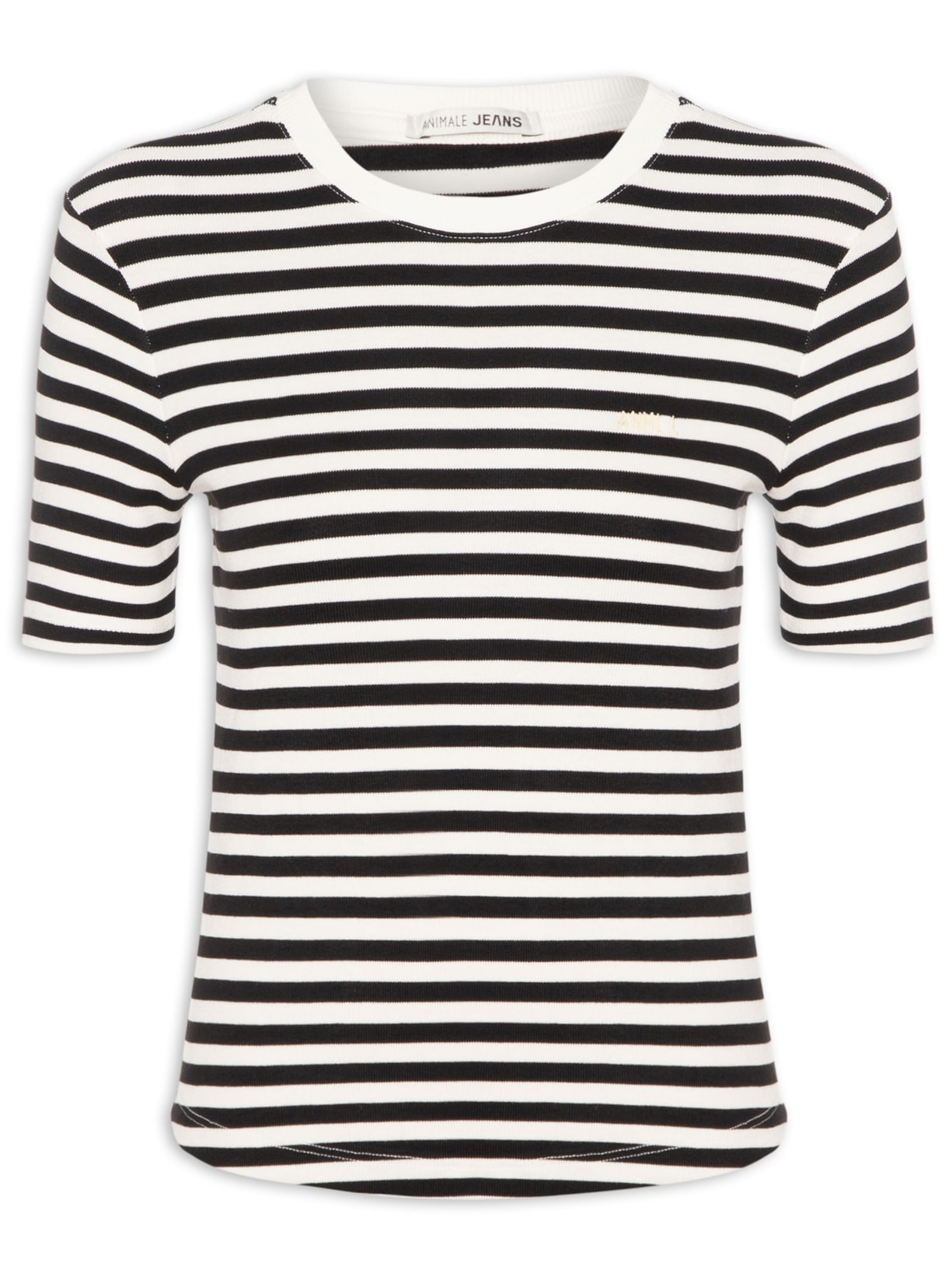 Camiseta Feminina Listrada Preto Animale Jeans
