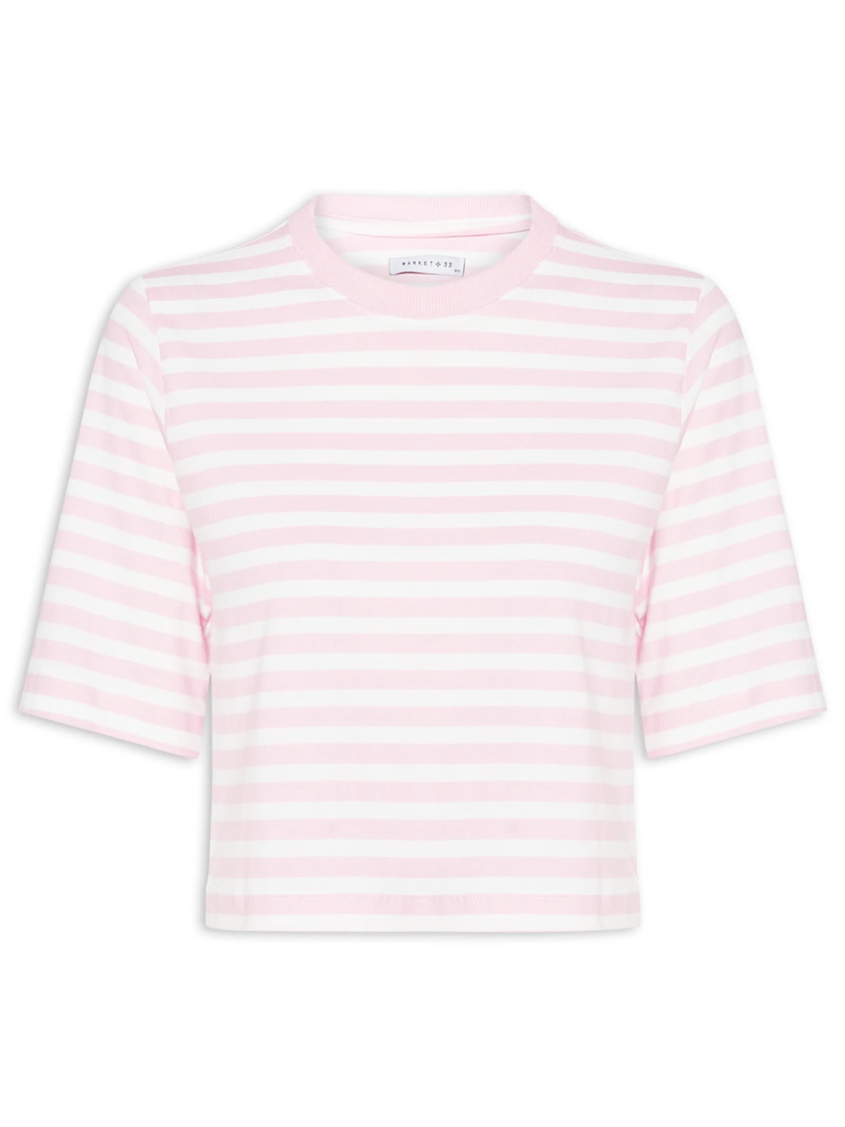 Camiseta Feminina Listrada Rosa Market 33