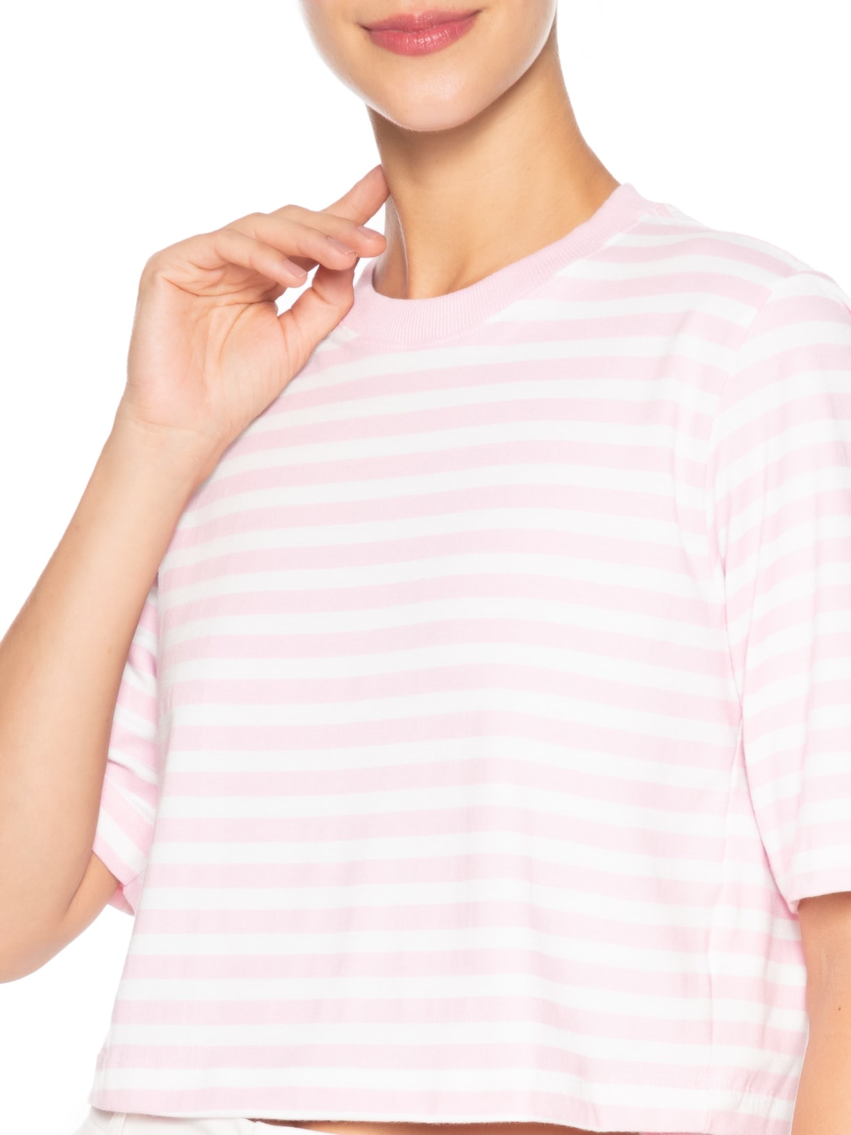 Camiseta Feminina Listrada Rosa Market 33