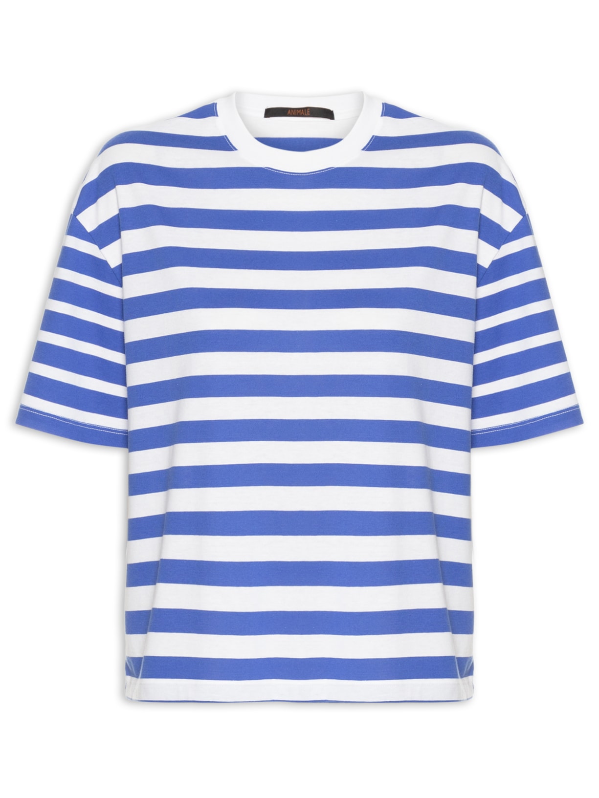 Camiseta Feminina Listras Fio Tinto - Azul