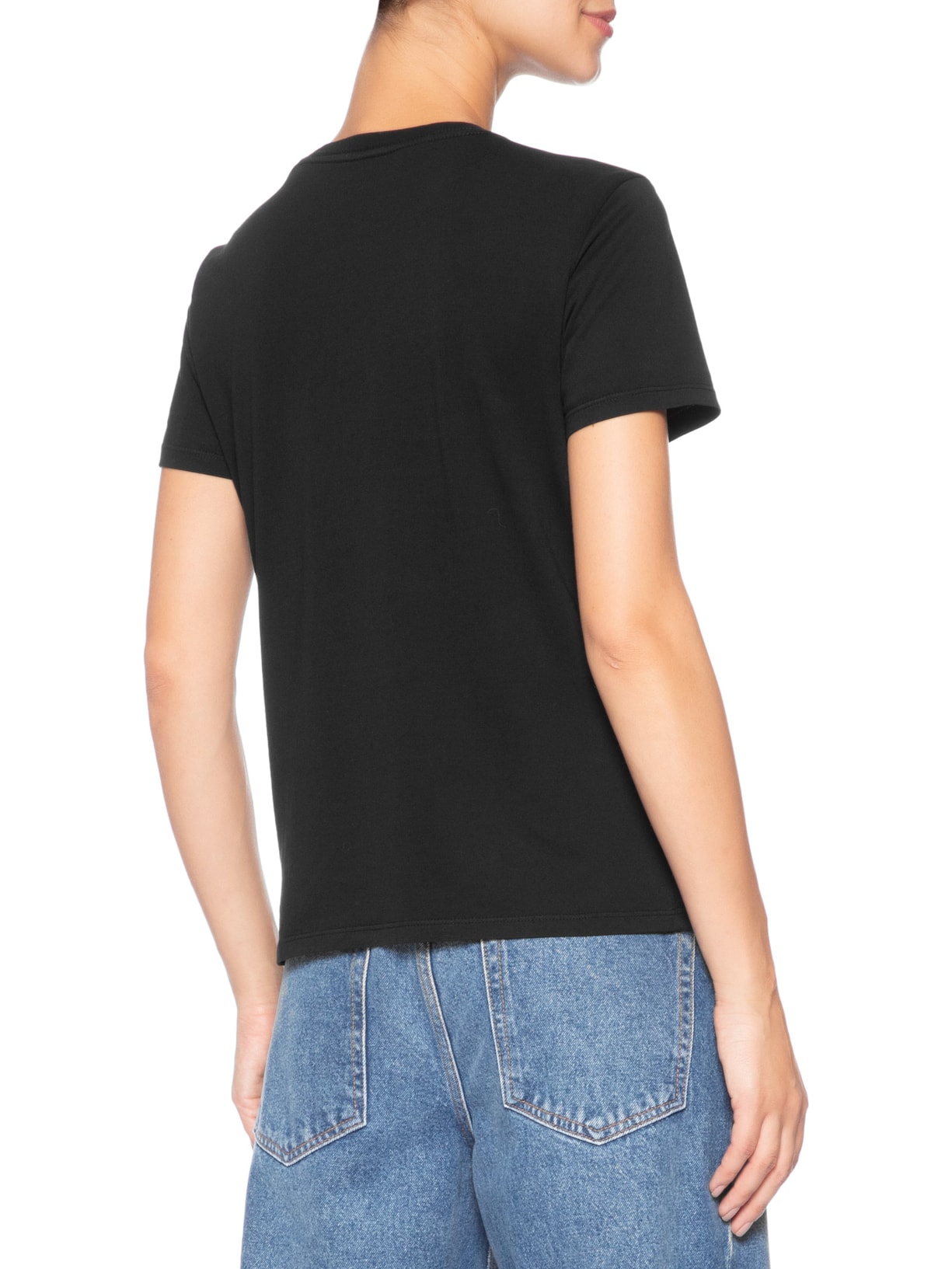 Camiseta Feminina Logo Básico Peito Preto Calvin Klein Jeans