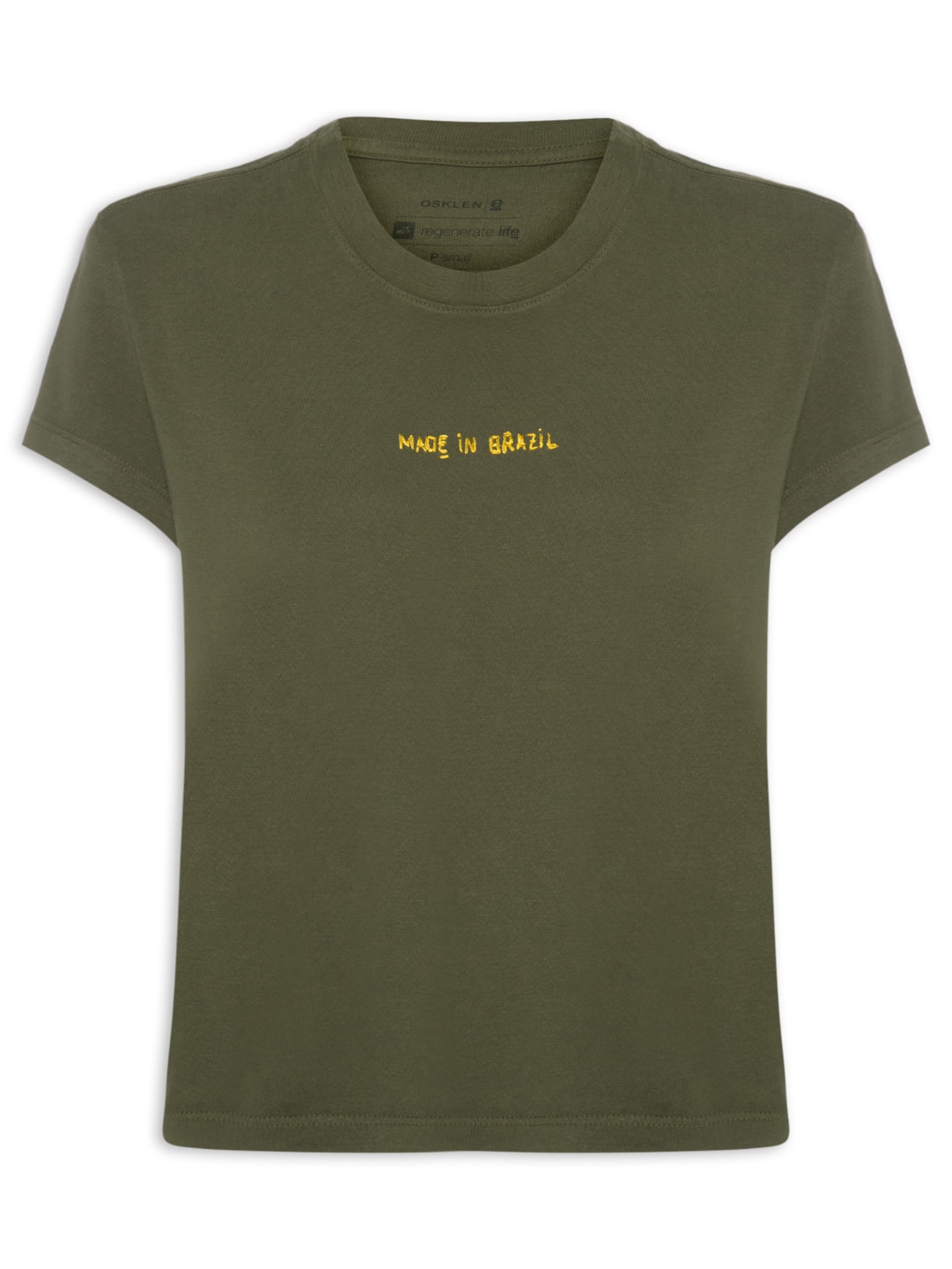 Camiseta Feminina Made In Brazil Bordado Verde Osklen