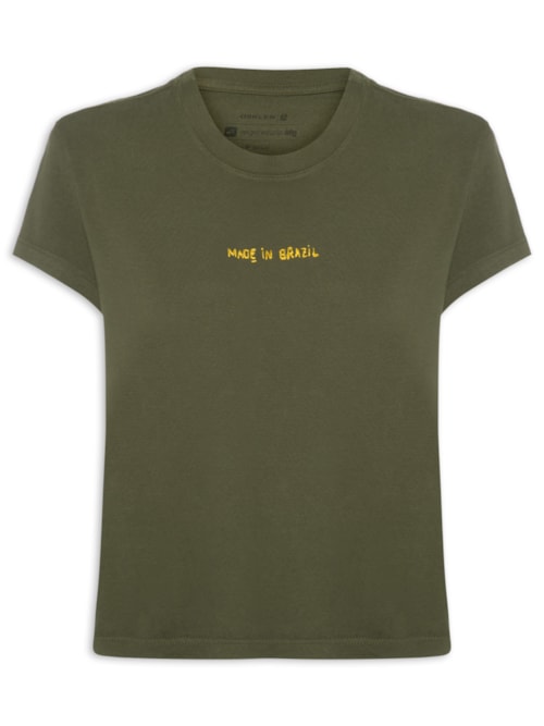 Camiseta Feminina Made In Brazil Bordado - Verde