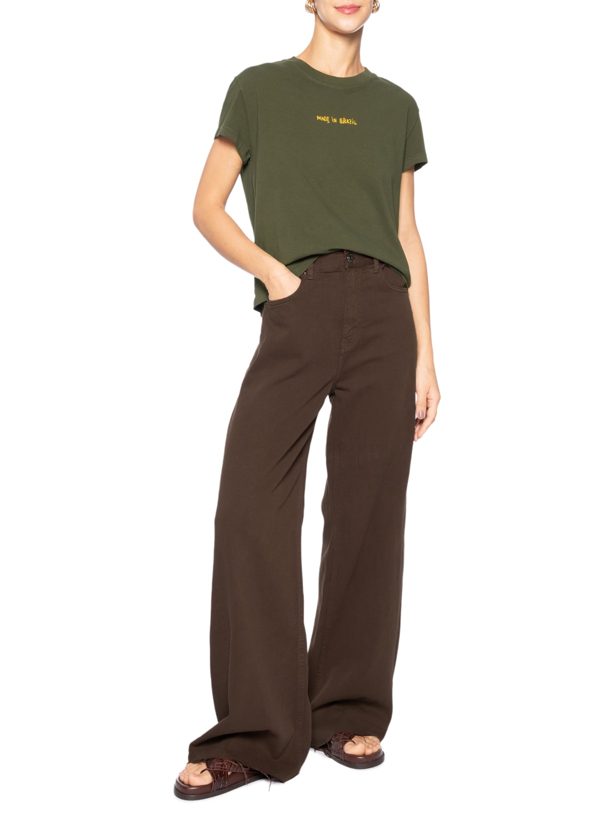 Camiseta Feminina Made In Brazil Bordado Verde Osklen